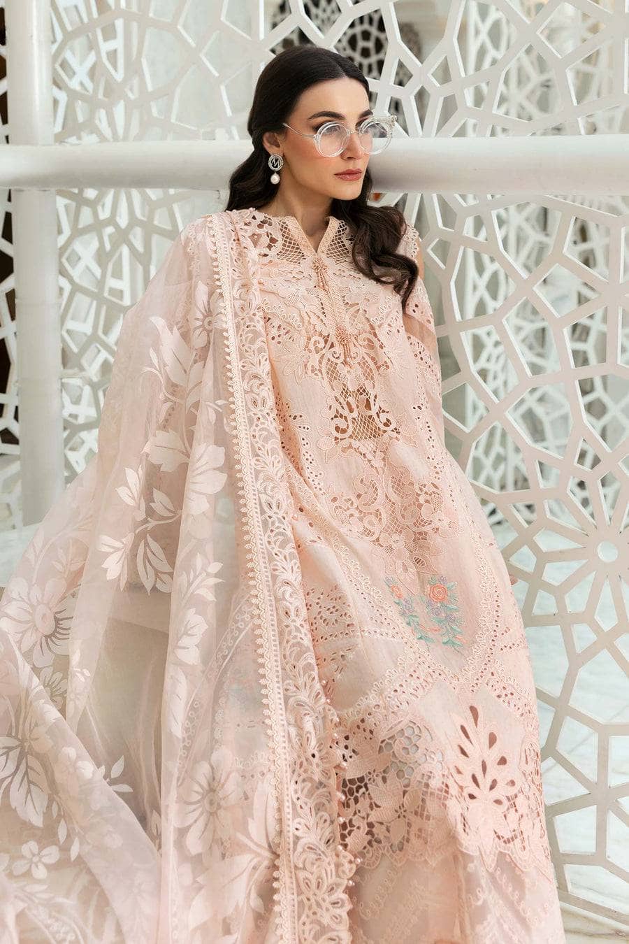 Maria B Lawn Pakistani Suit Restocked/Maria B Luxury Lawn 25/13 A/Peach