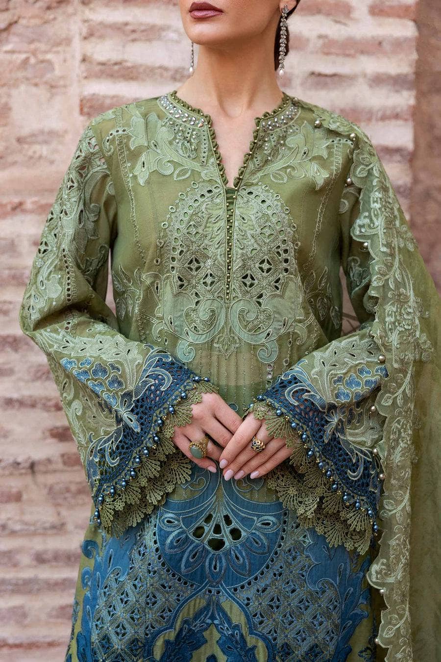 Maria B Lawn Pakistani Suit Restocked/Maria B Luxury Lawn 25/1A/Olive