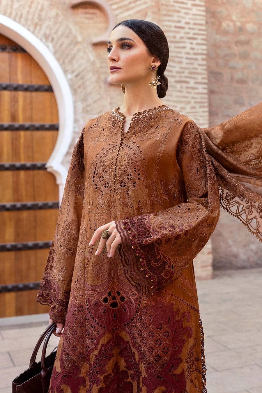 Maria B Lawn Pakistani Suit Restocked/Maria B Luxury Lawn 25/1B/Rust