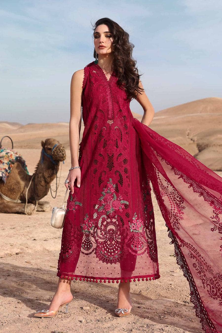 Maria B Lawn Pakistani Suit Restocked/Maria B Luxury Lawn 25/4A/Red