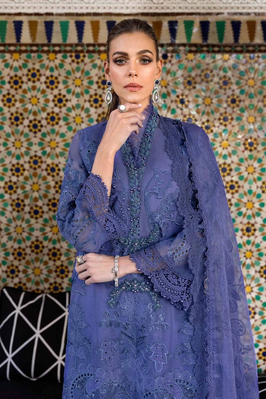 Maria B Lawn Pakistani Suit Restocked/Maria B Luxury Lawn 25/6B/Violet