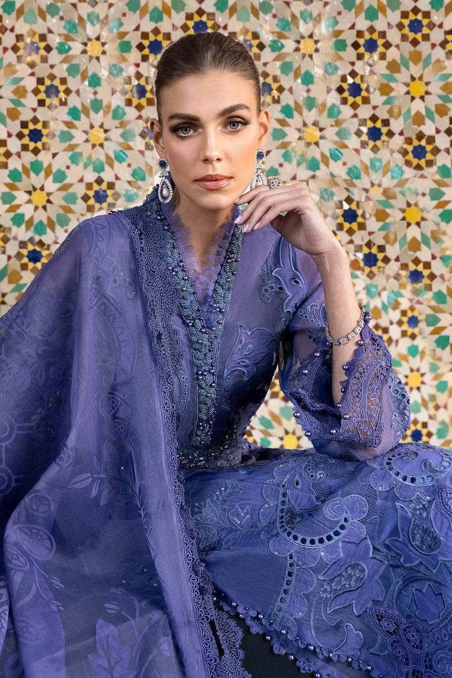 Maria B Lawn Pakistani Suit Restocked/Maria B Luxury Lawn 25/6B/Violet