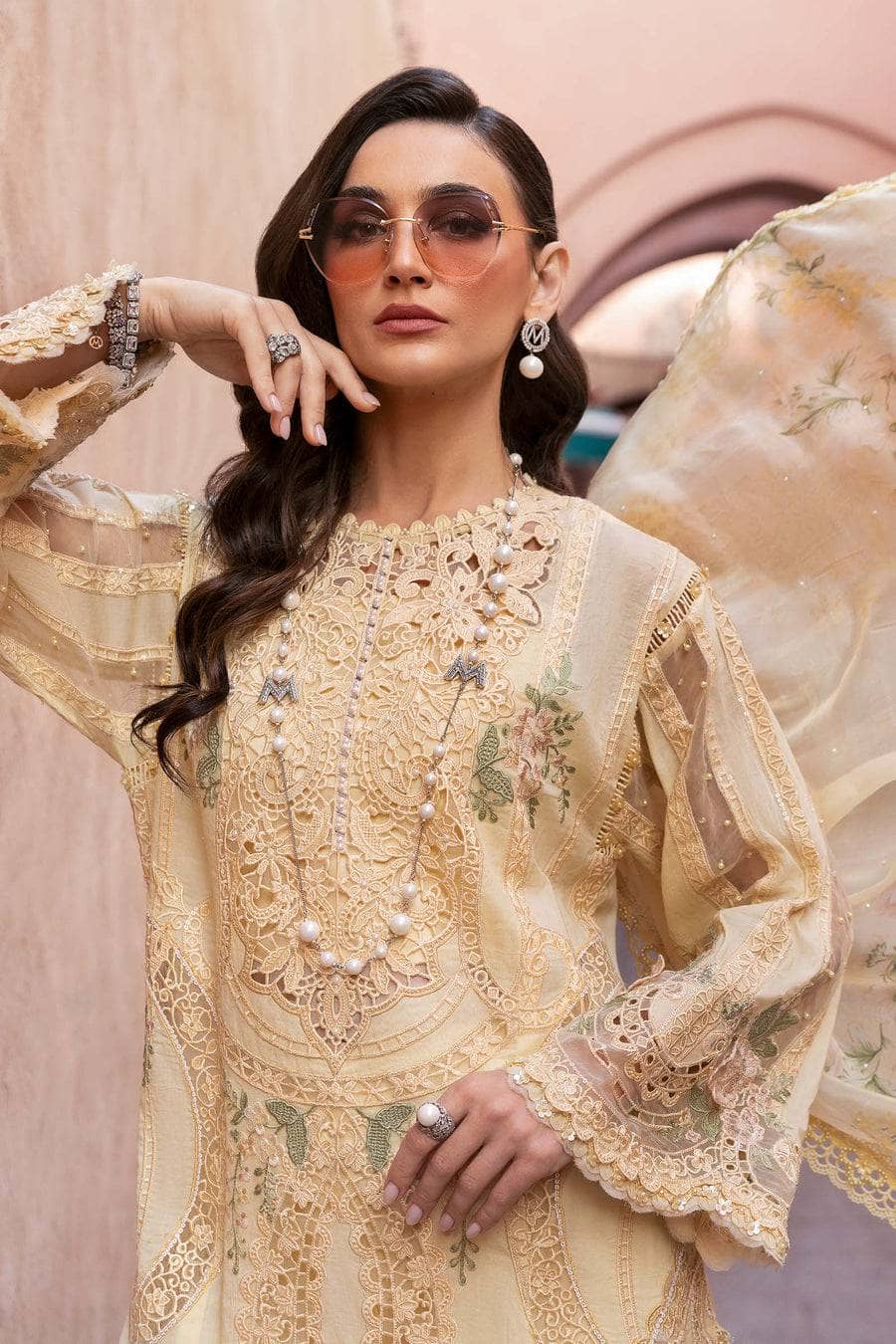 Maria B Lawn Pakistani Suit Restocked/Maria B Luxury Lawn 25/9A/Yellow