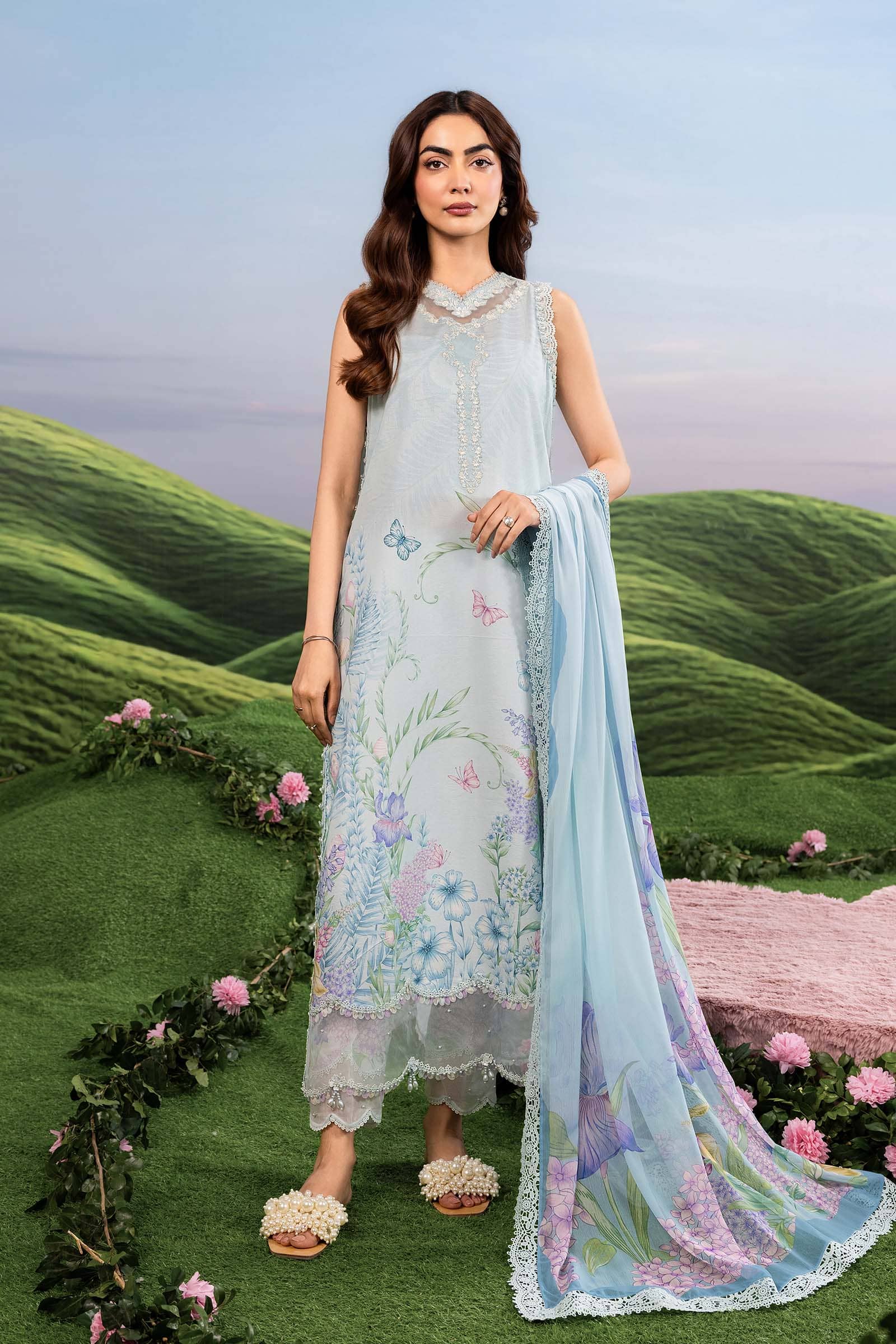 Maria B M Basics Dreamscape/10A/Sky Blue