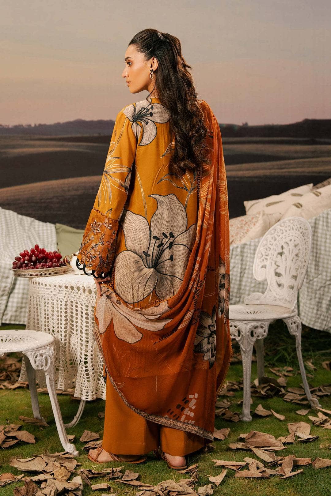 Maria B M Basics 25/Fall-Winter/Embroidered Arabic Lawn Suit | MB-PFUS25-08A/Brown