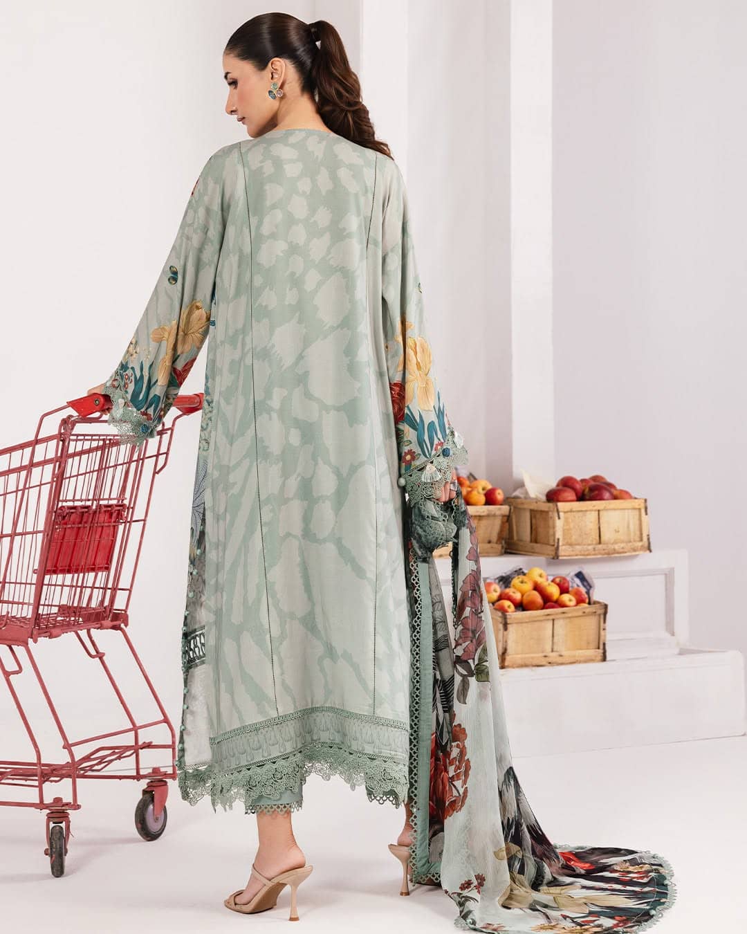 Maria B M Basics Winter Pakistani Suits Maria B M Basics/Vol 2/Linen Suit/9A/Sage Green