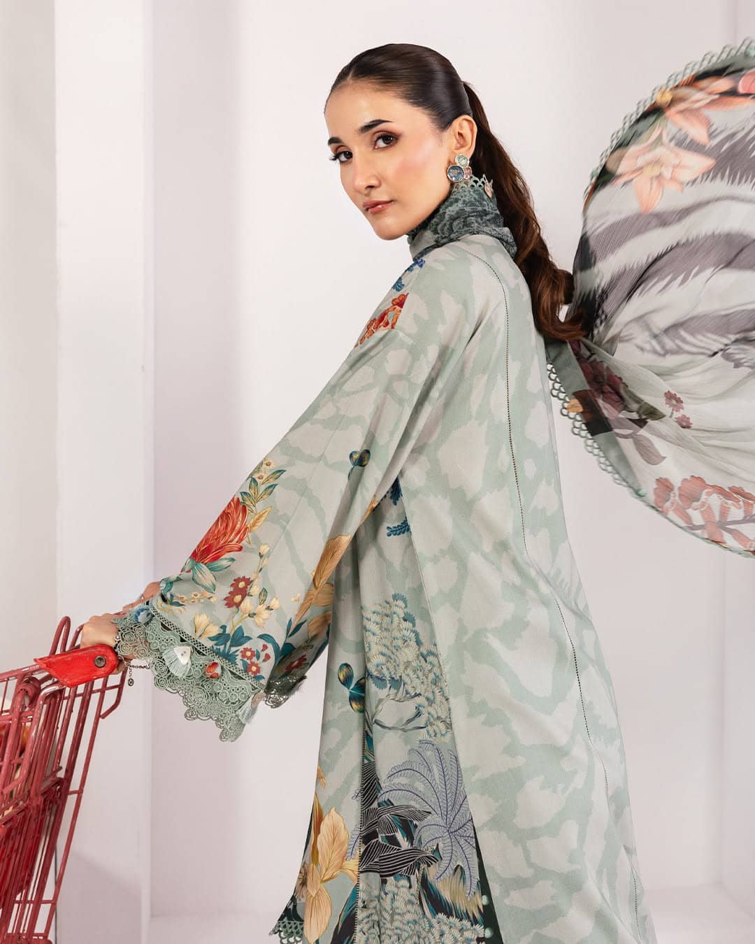 Maria B M Basics Winter Pakistani Suits Maria B M Basics/Vol 2/Linen Suit/9A/Sage Green