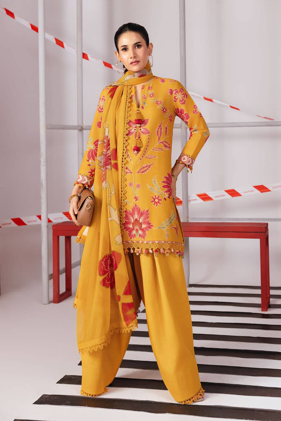 Maria B M Basics Winter Pakistani Suits Maria B M Basics/Vol 2/Slub Khaddar/4B/Mustard
