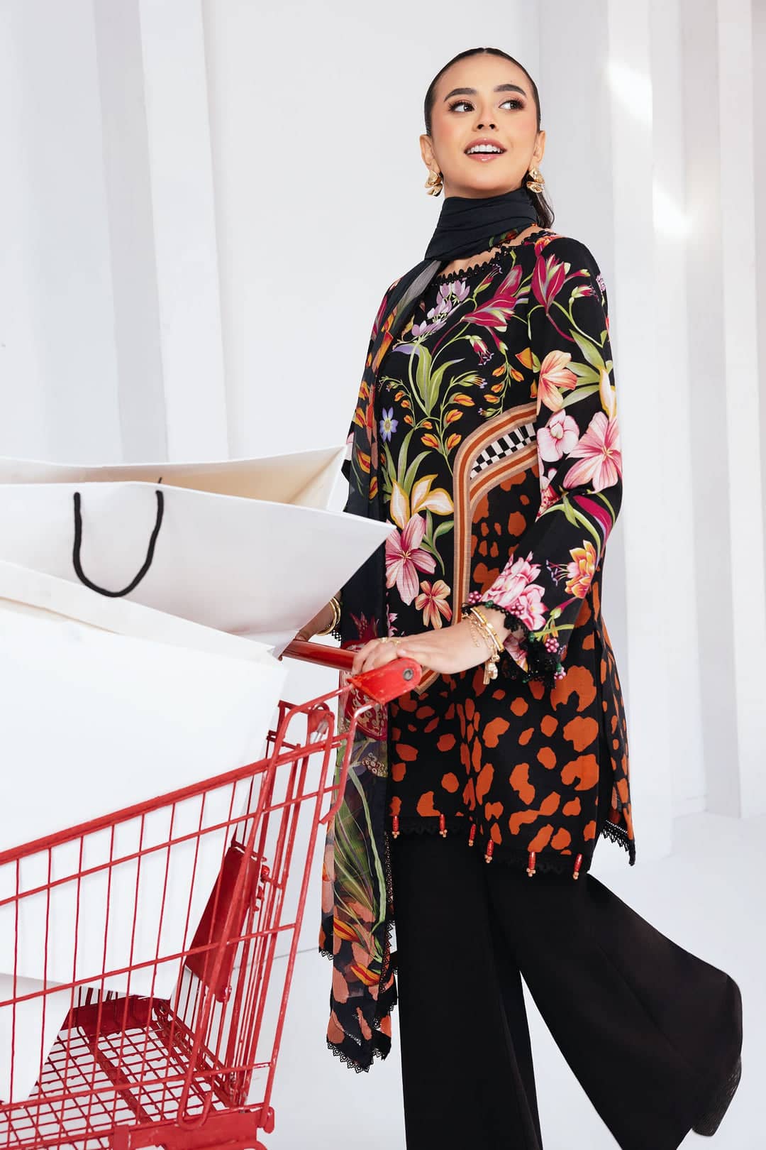 Maria B M Basics Winter Pakistani Suits Maria B M Basics Winter/Vol 2/Slub Khaddar/1B/Black