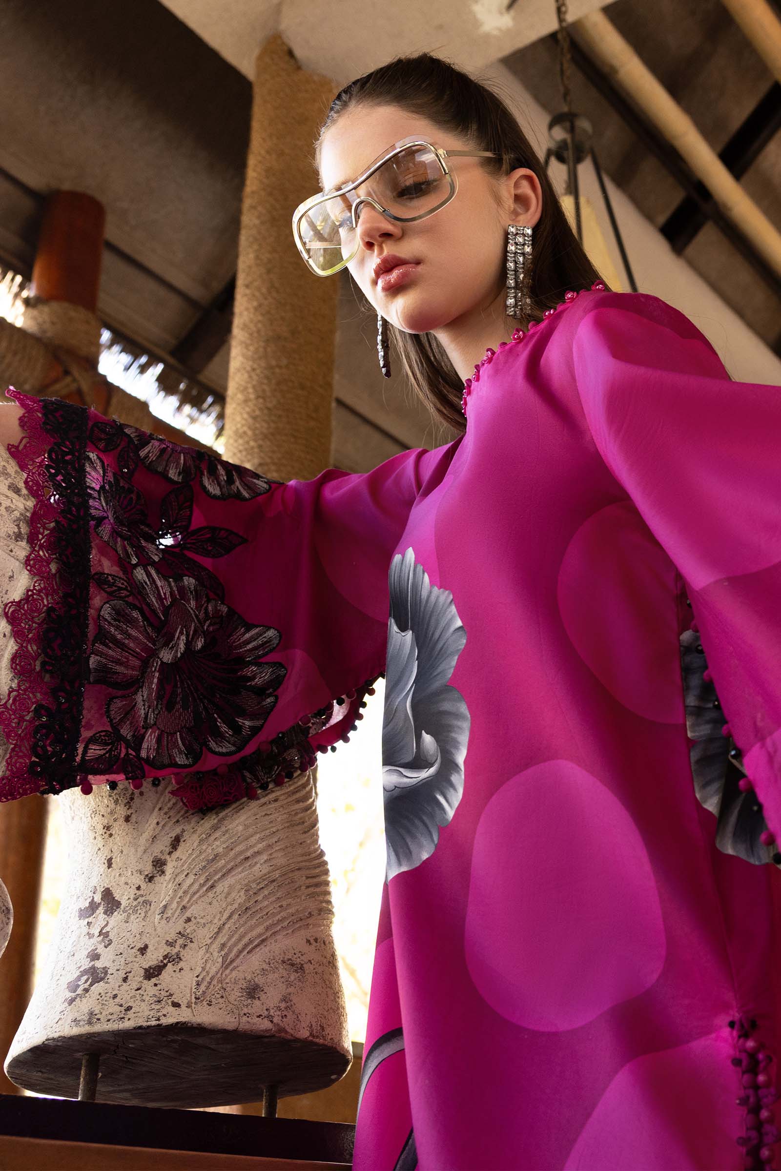 Maria B M Prints 26/Safari Scape/13B/Pink/Chiffon Dupatta