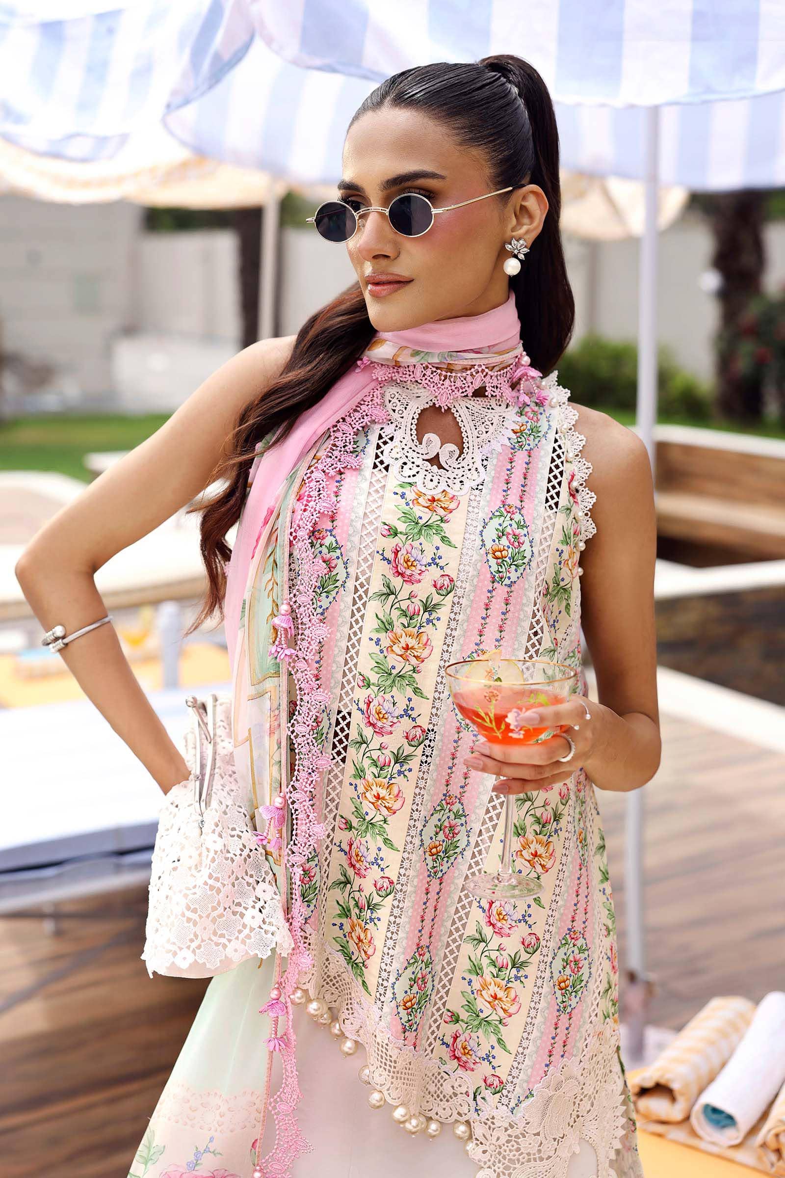 Maria B M Prints 26/Vol 2/10A/Off White&Peach