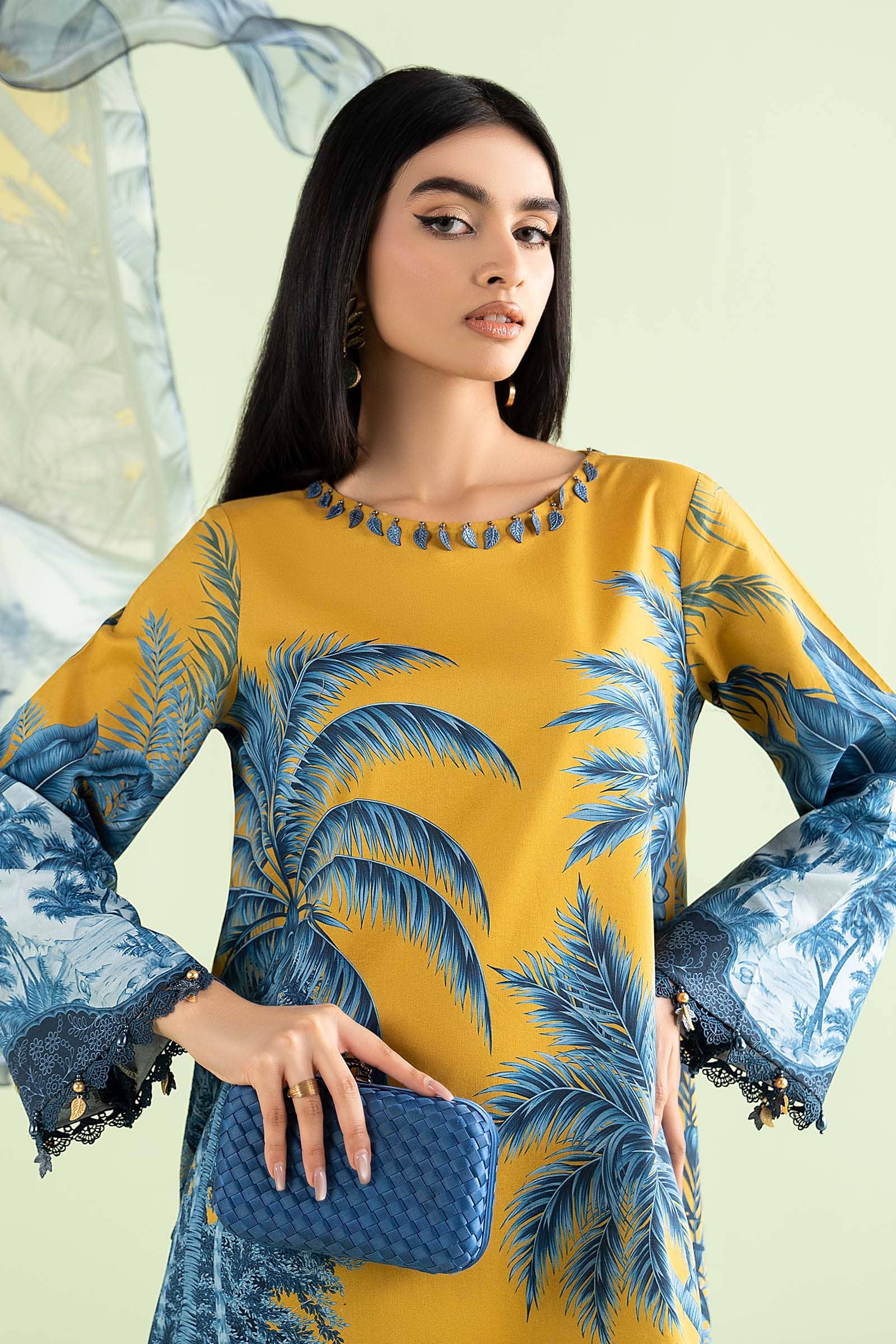 Sale‼️Maria B M Prints 26/Safari Scape/11 A/Mustard/Chiffon Dupatta