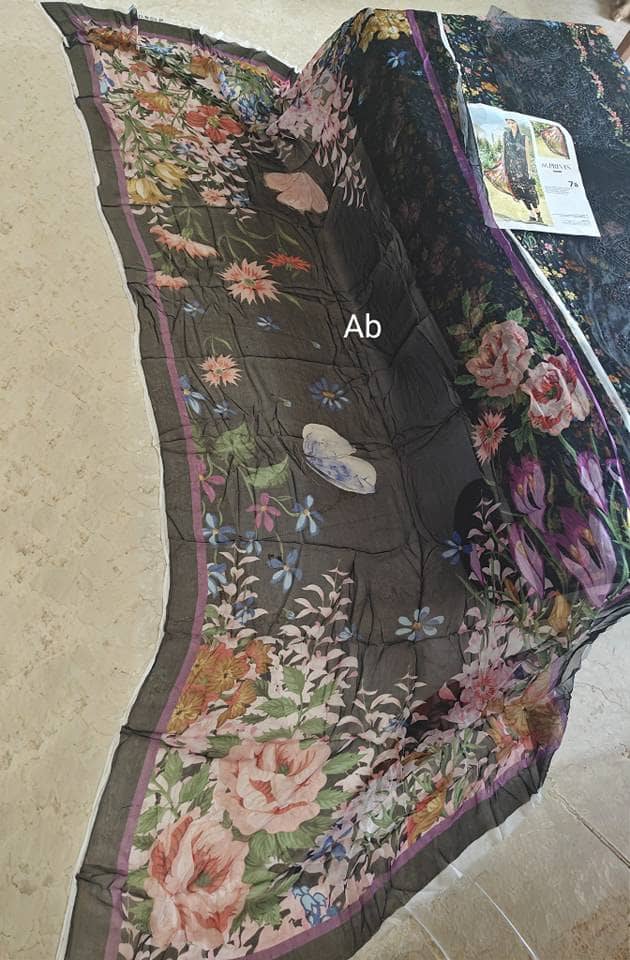 Open Pic/Maria B M Prints 25/Black/7B/Chiffon Dupatta