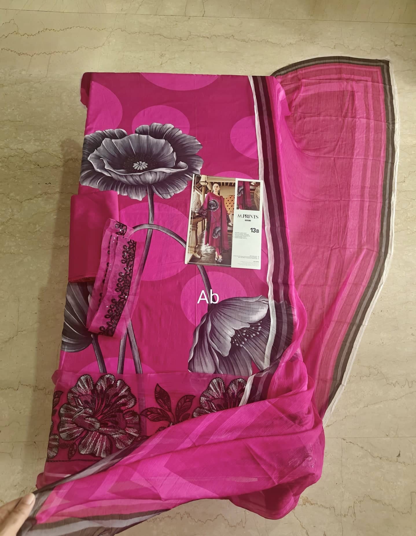 Open Pic/Maria B M Prints 26/Safari Scape/13B/Pink/Chiffon Dupatta