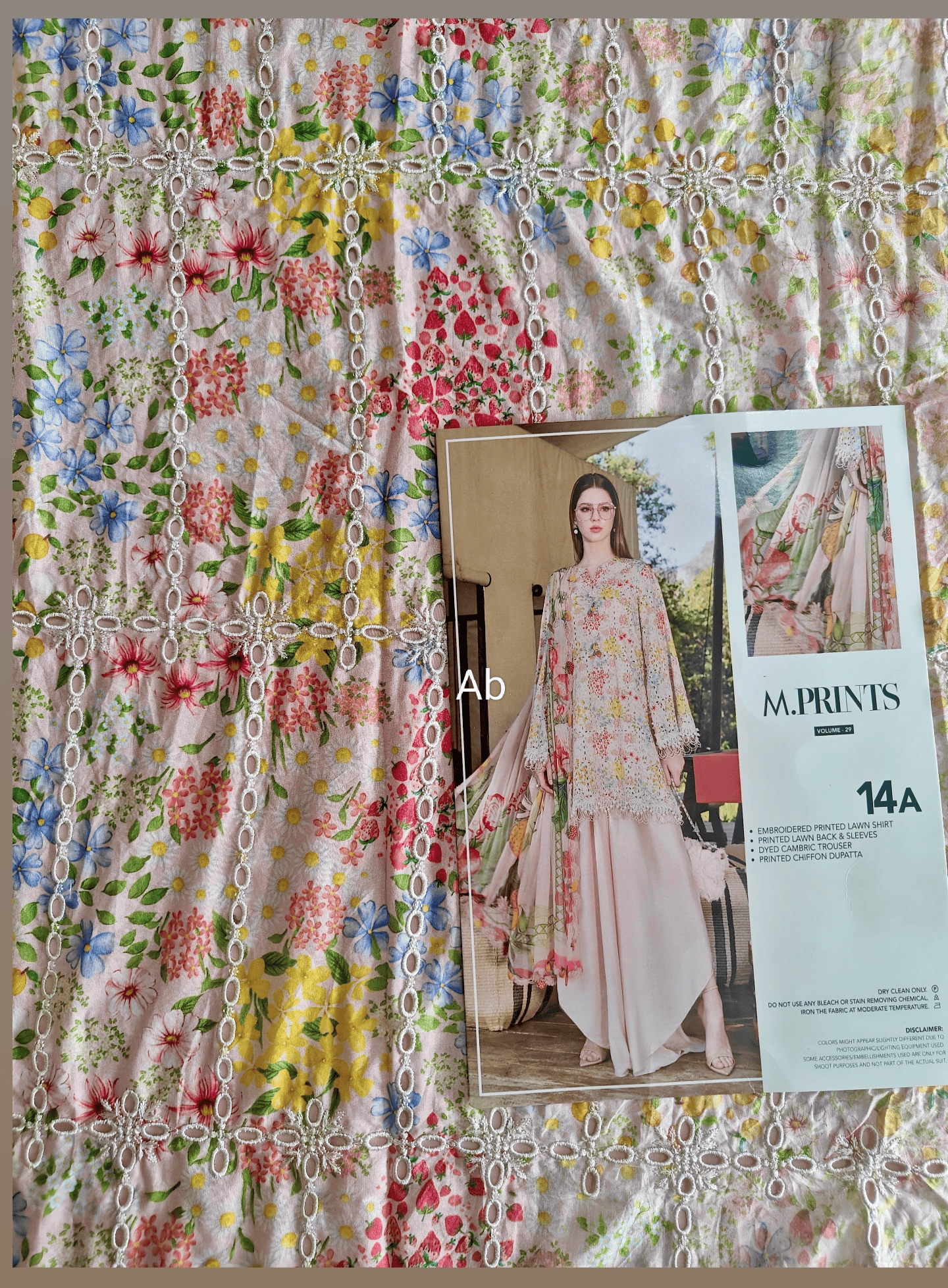 Open Pic/Maria B M Prints 26/Safari Scape/14A/Peach/Chiffon Dupatta