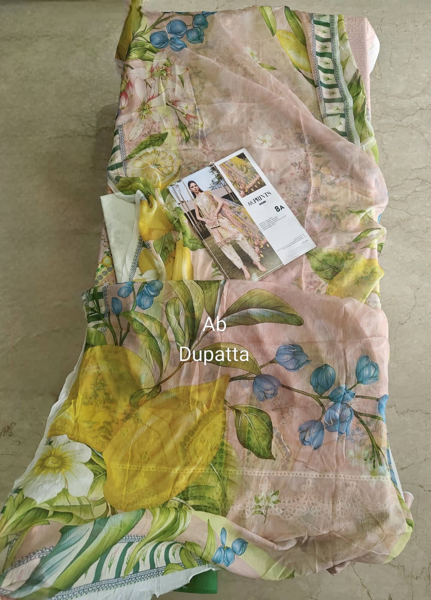 Open Pic/Maria B M Prints 26/Safari Scape/9 A/Lemon Yellow/Chiffon Dupatta