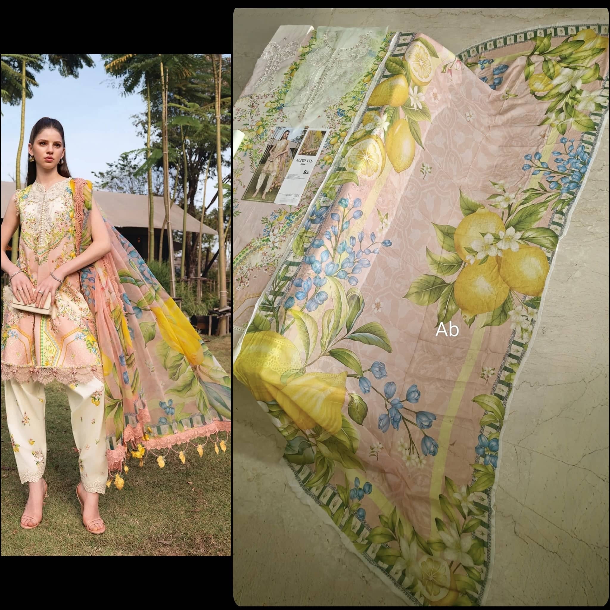 Open Pic/Maria B M Prints 26/Safari Scape/9 A/Lemon Yellow/Chiffon Dupatta
