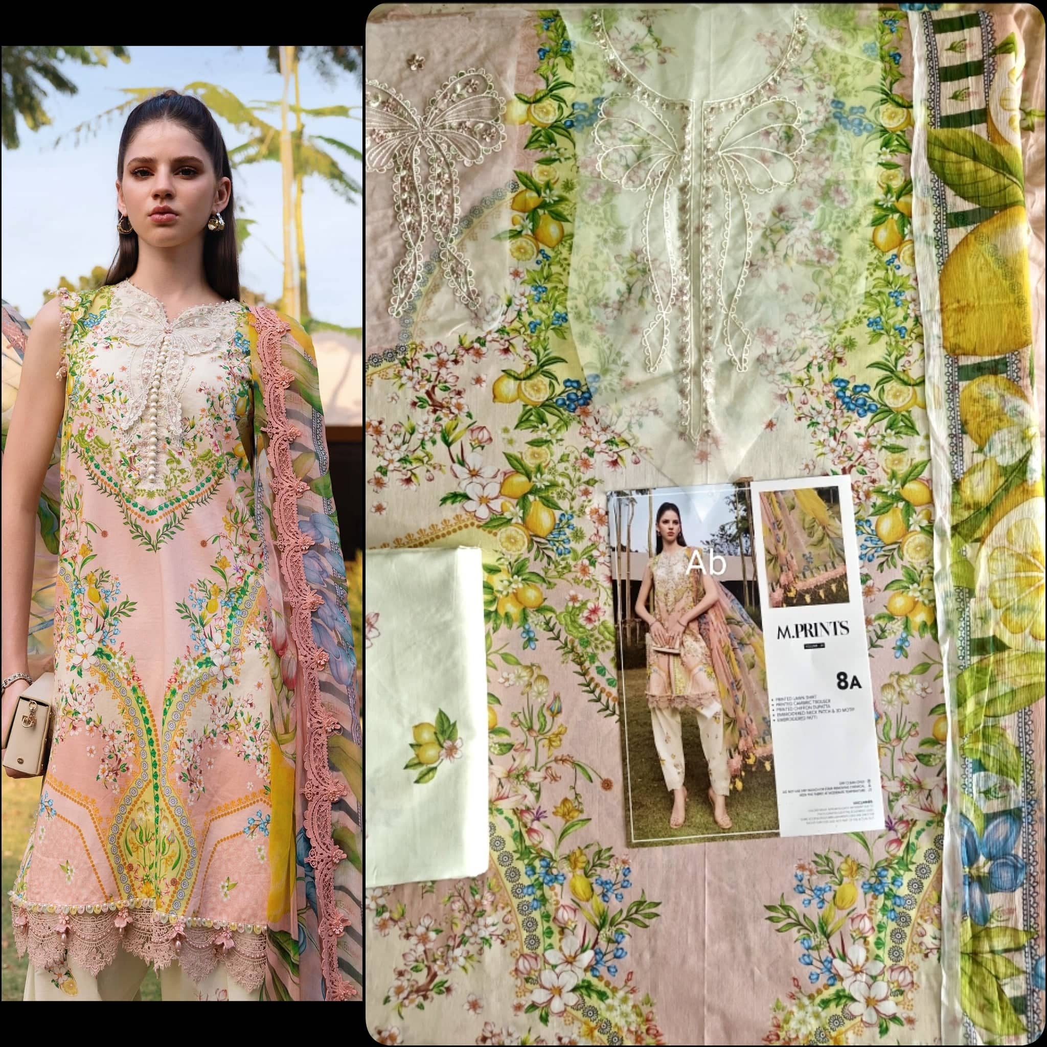 Open Pic/Maria B M Prints 26/Safari Scape/9 A/Lemon Yellow/Chiffon Dupatta