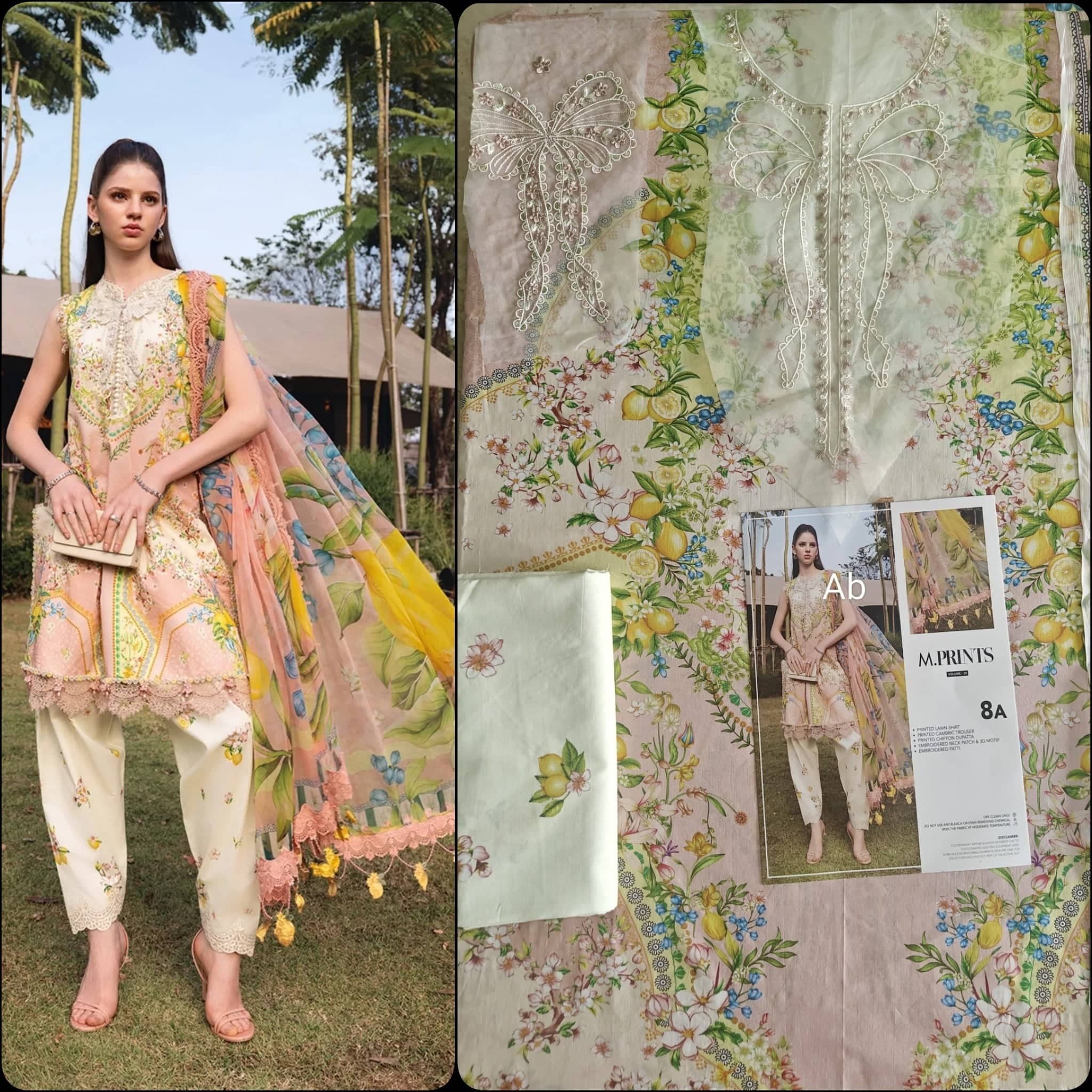 Open Pic/Maria B M Prints 26/Safari Scape/9 A/Lemon Yellow/Chiffon Dupatta