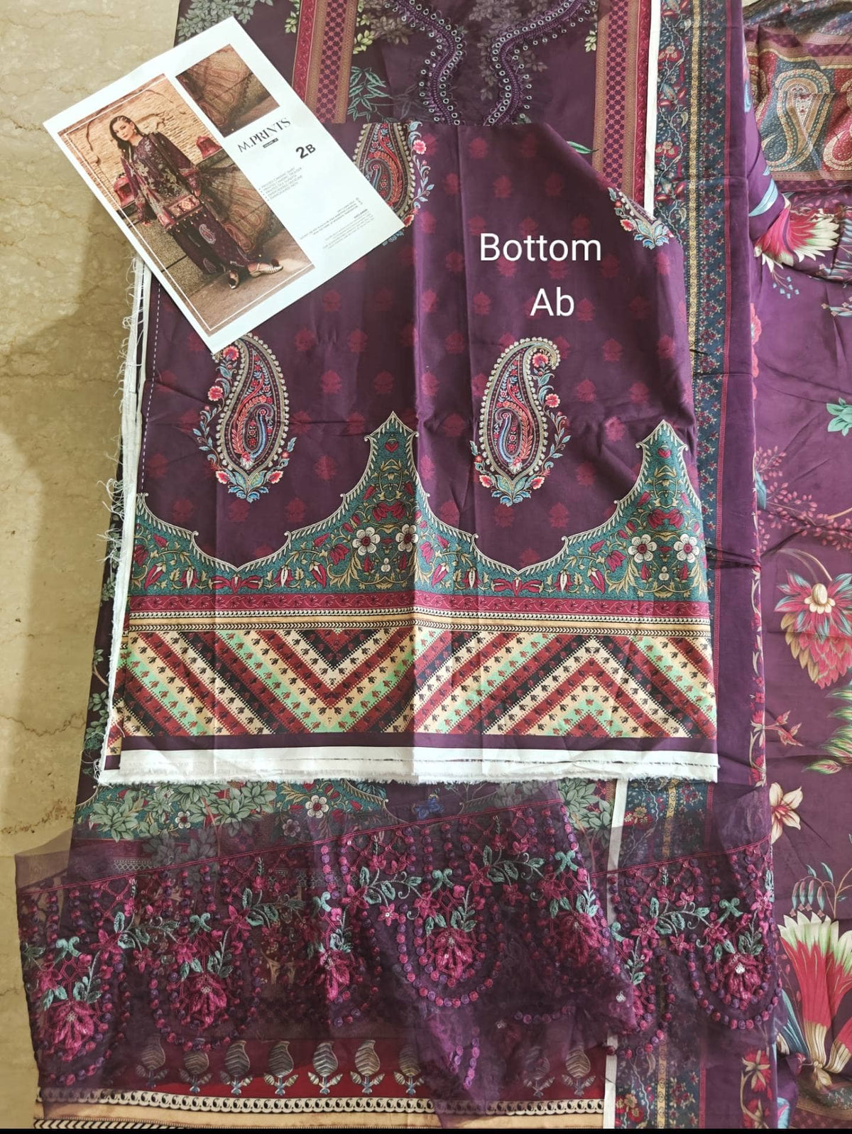 Open Pic/Maria B M Prints/Fall Edit 26/2 B/Cambric/Purple/Silk Dupatta