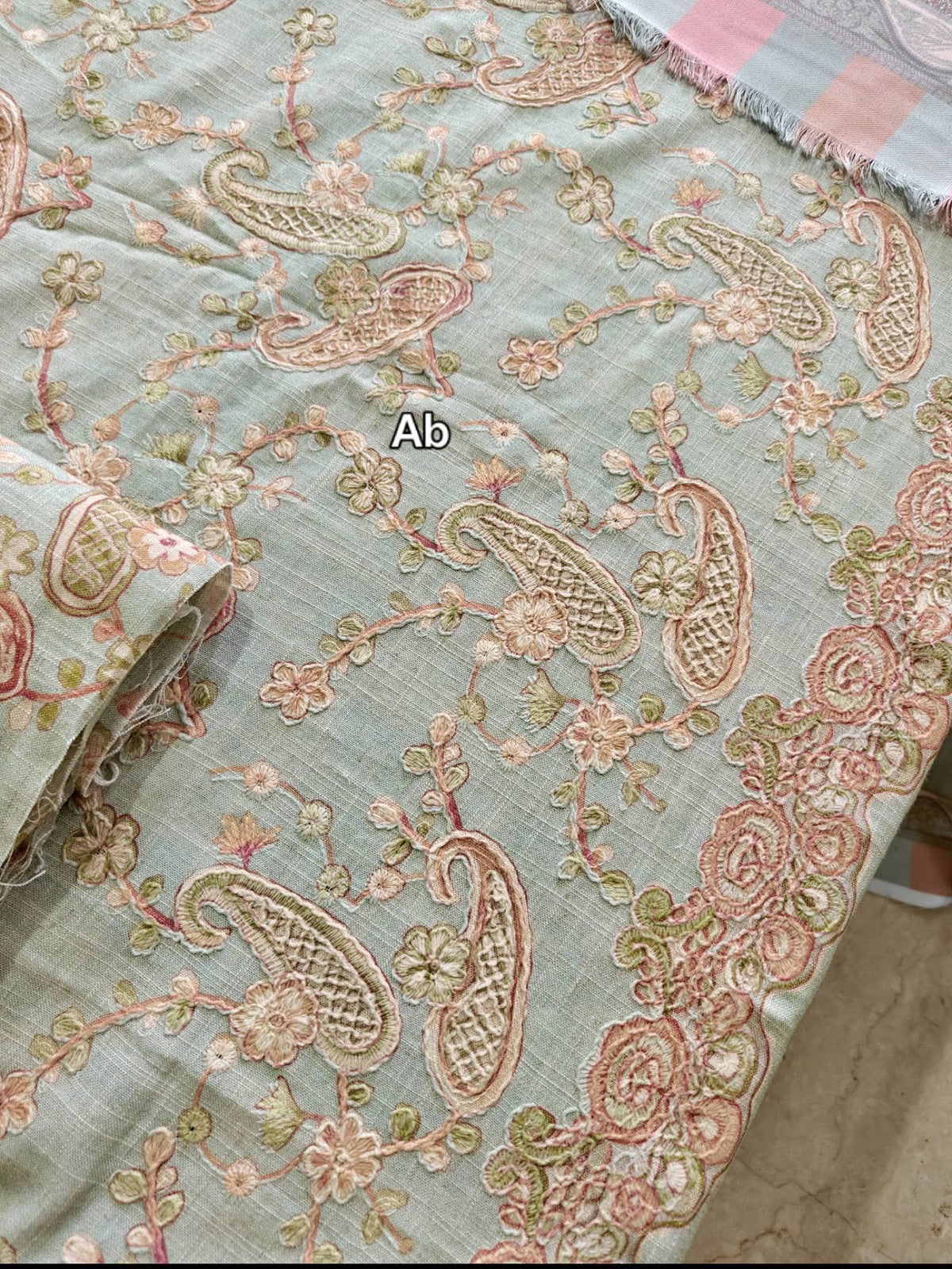 Open Pic/Maria B M Prints/Fall Edit 26/8 B/Irish Linen Suit/Sea Green/Shawl