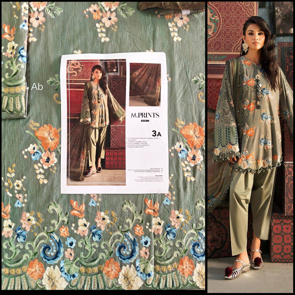 Open Pic/Sale‼️Maria B M Prints/Fall Edit 26/3 A/Cambric/Sage Green