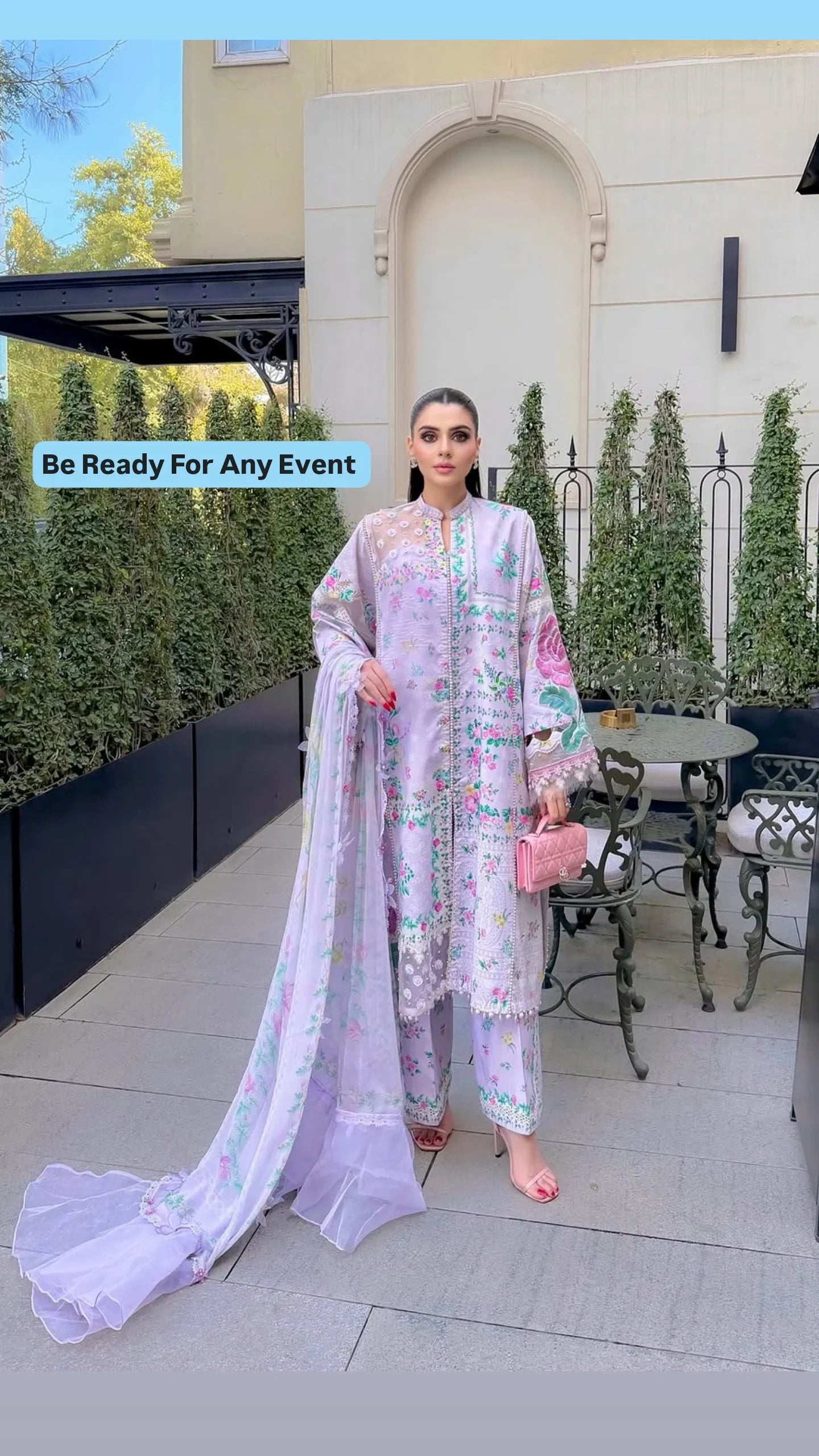 Spotted in Maria B M Prints 26/Safari Scape/4 A/Lilac/Chiffons Dupatta