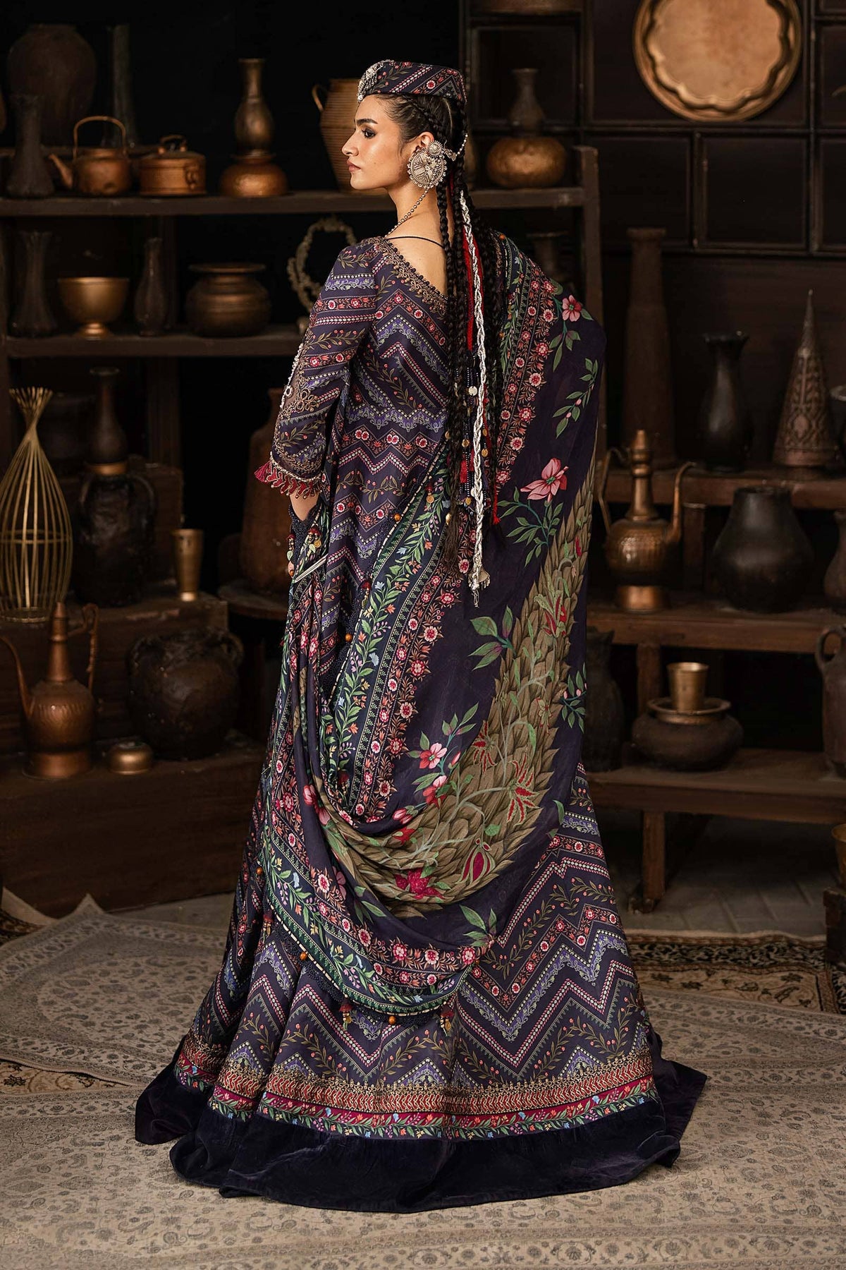 Maria B M Prints/Fall Edit 26/7 A/Cambric/Blue/Silk Dupatta