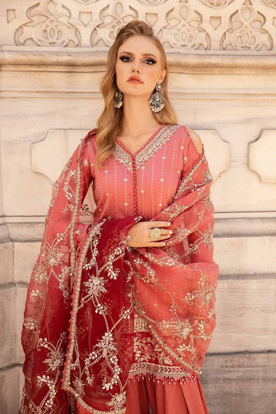 Maria b sateen Chiffon Pakistani Suit Maria B Sateen /CST-809