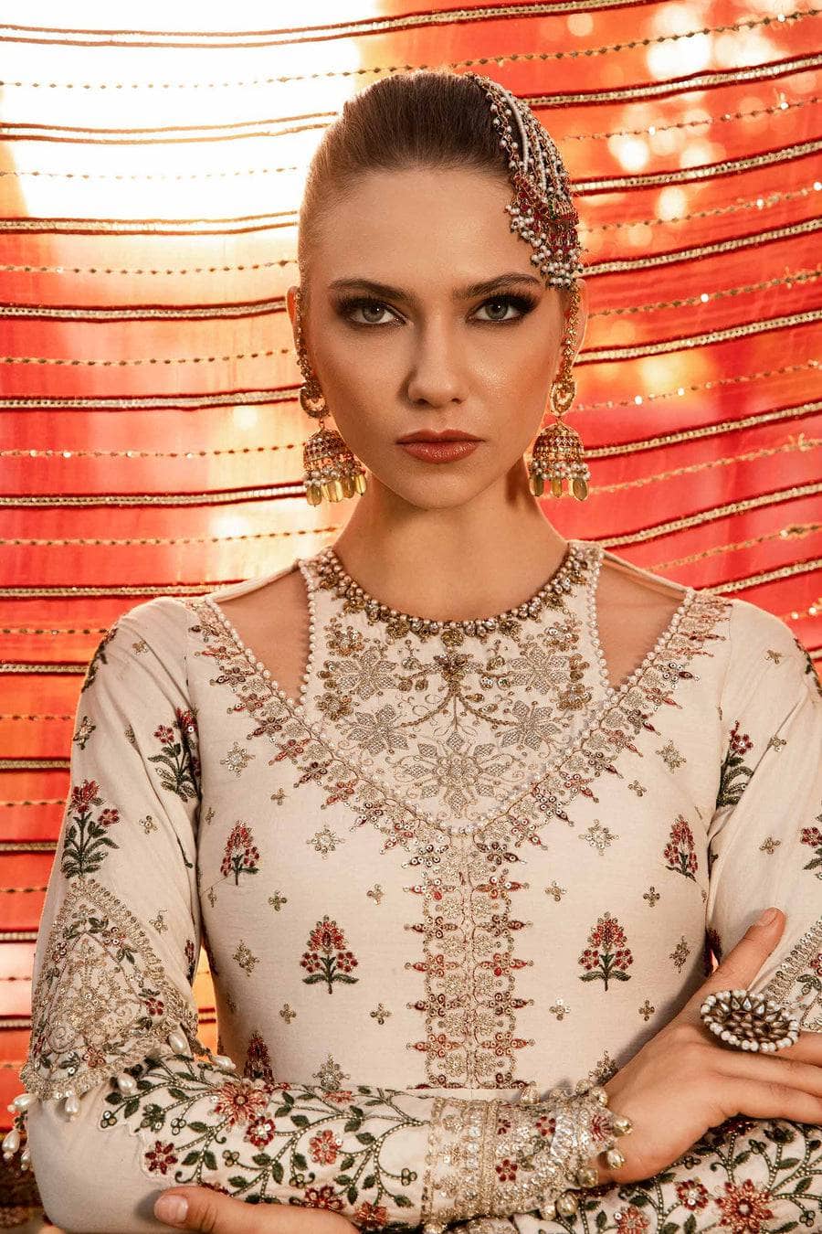 Maria b sateen Chiffon Pakistani Suit Restocked/Maria B Sateen 24/CST-801
