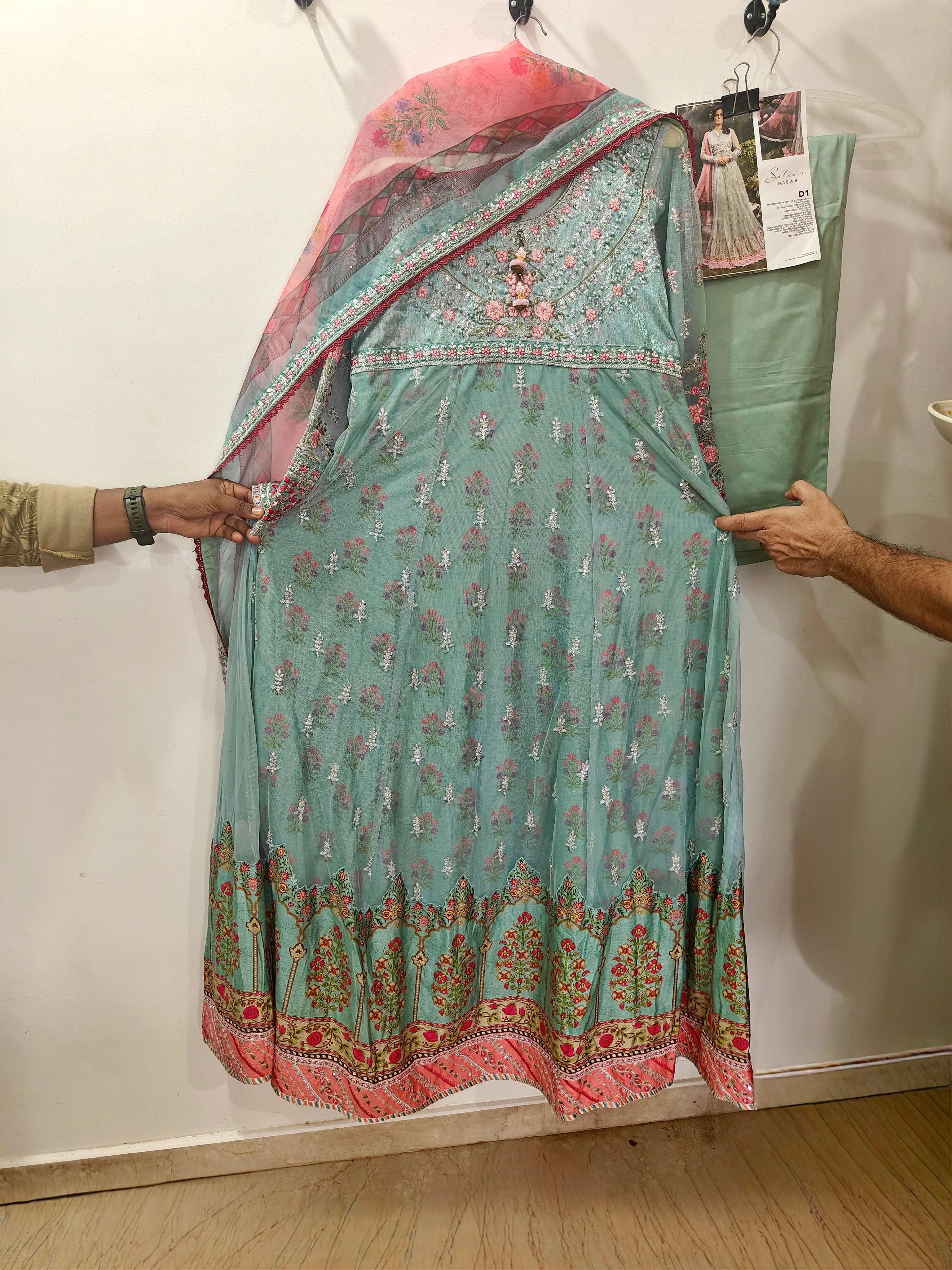 Stitched/Maria B Sateen/Large/CST-201-AZURE BLUE AND CANDY