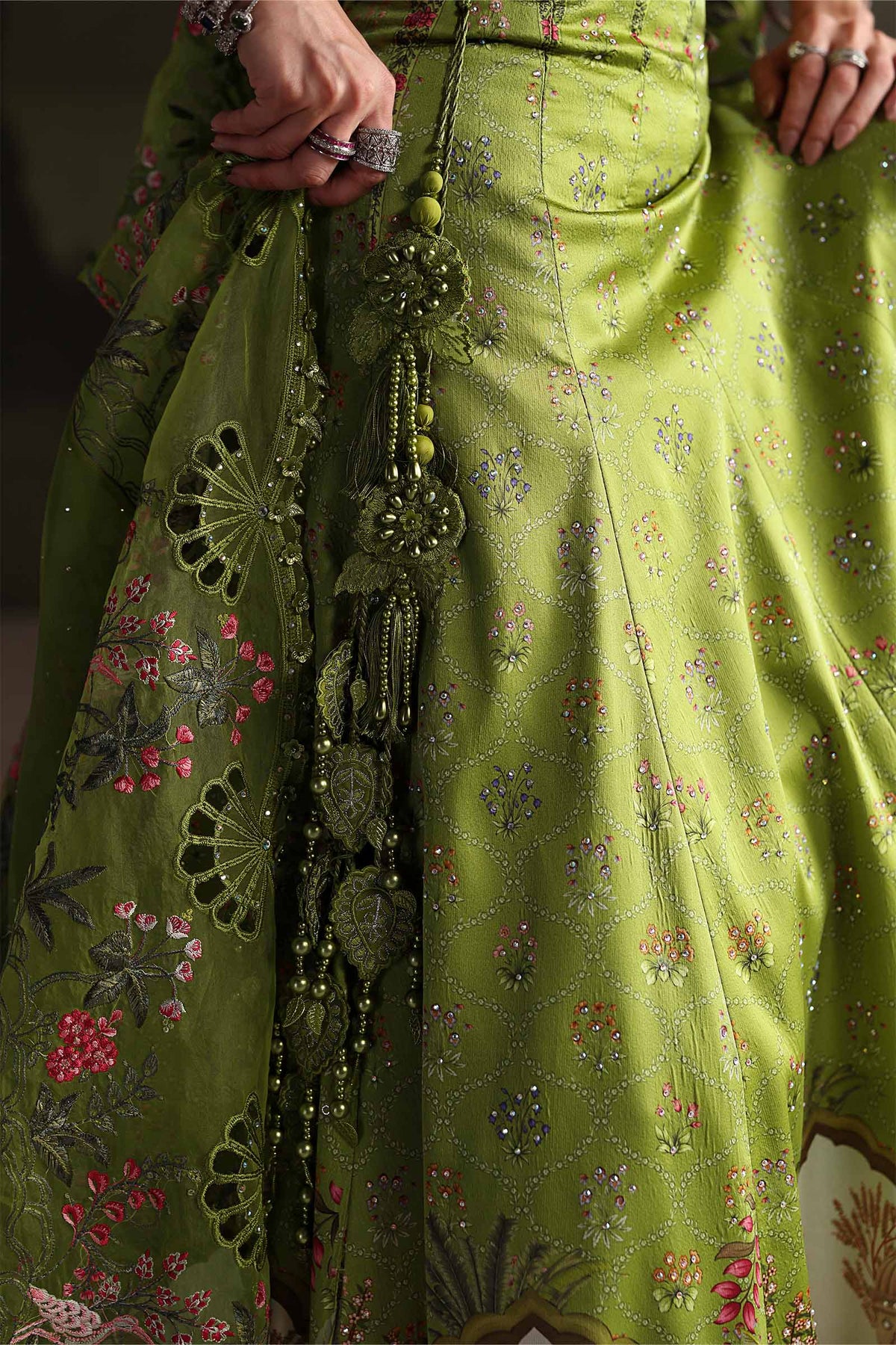Maria B Soiree Luxury Formals 26/Raw Silk Suit/Peridot Green