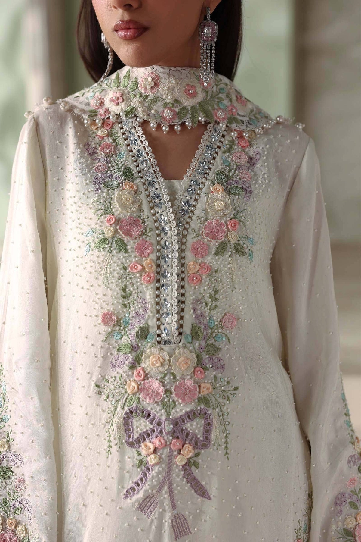 Maria B Soiree Luxury Formals 26/Tusser Silk Suit/Off White