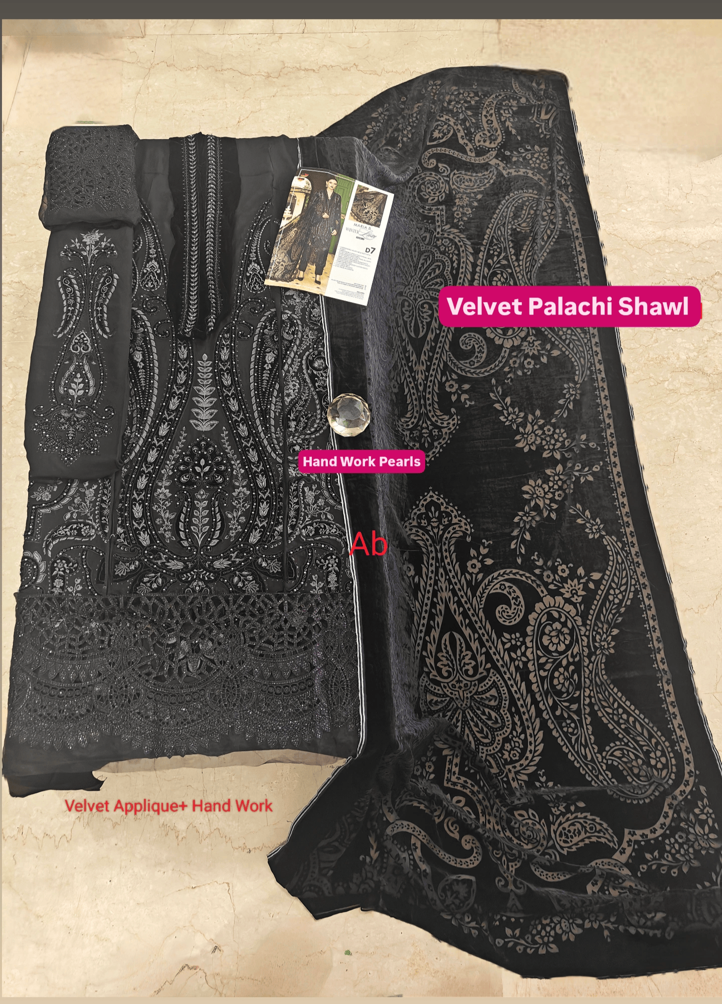 Open Pic/Hot Seller🔥Maria B Winter Luxe/Velvet Palachi Shawl/07/Black
