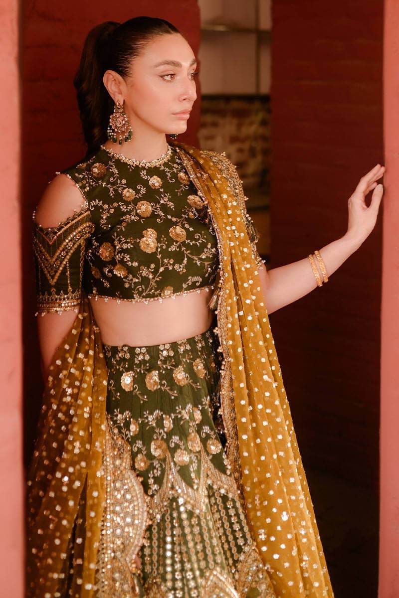 Mohsin Naveed Ranjha Chiffon Pakistani Suit Mohsin Naveed Ranjha 25/Makhfi/Shaadi Collection/Afsana/Green