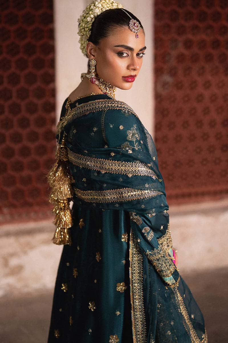 Mohsin Naveed Ranjha Chiffon Pakistani Suit Mohsin Naveed Ranjha 25/Makhfi/Shaadi Collection/Teal Blue/Lehar