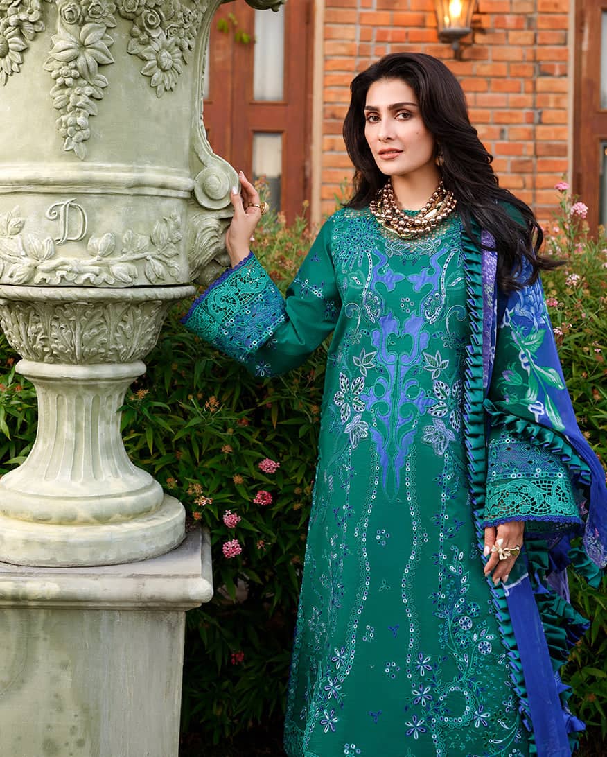 Mushq Amoi Lawn/Blooming Romance/Green
