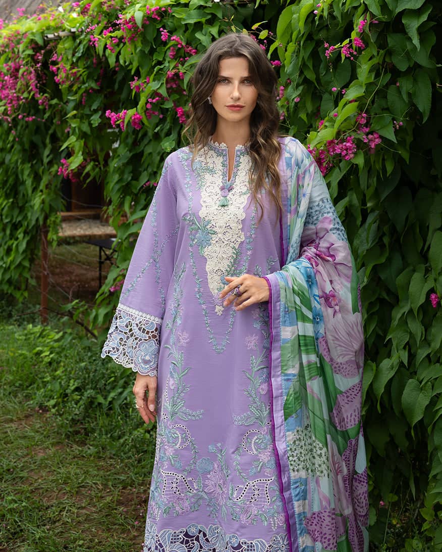 Mushq Hemline 26/Dewdrop Dance/Silk Dupatta/Lilac