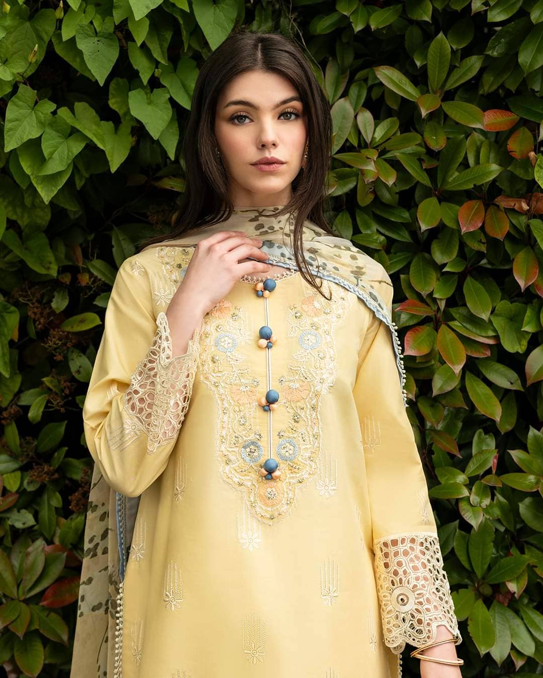 Mushq Hemline Lawn Pakistani Suit Restocked/Hemline Odyssey by Mushq/Sunset Sway