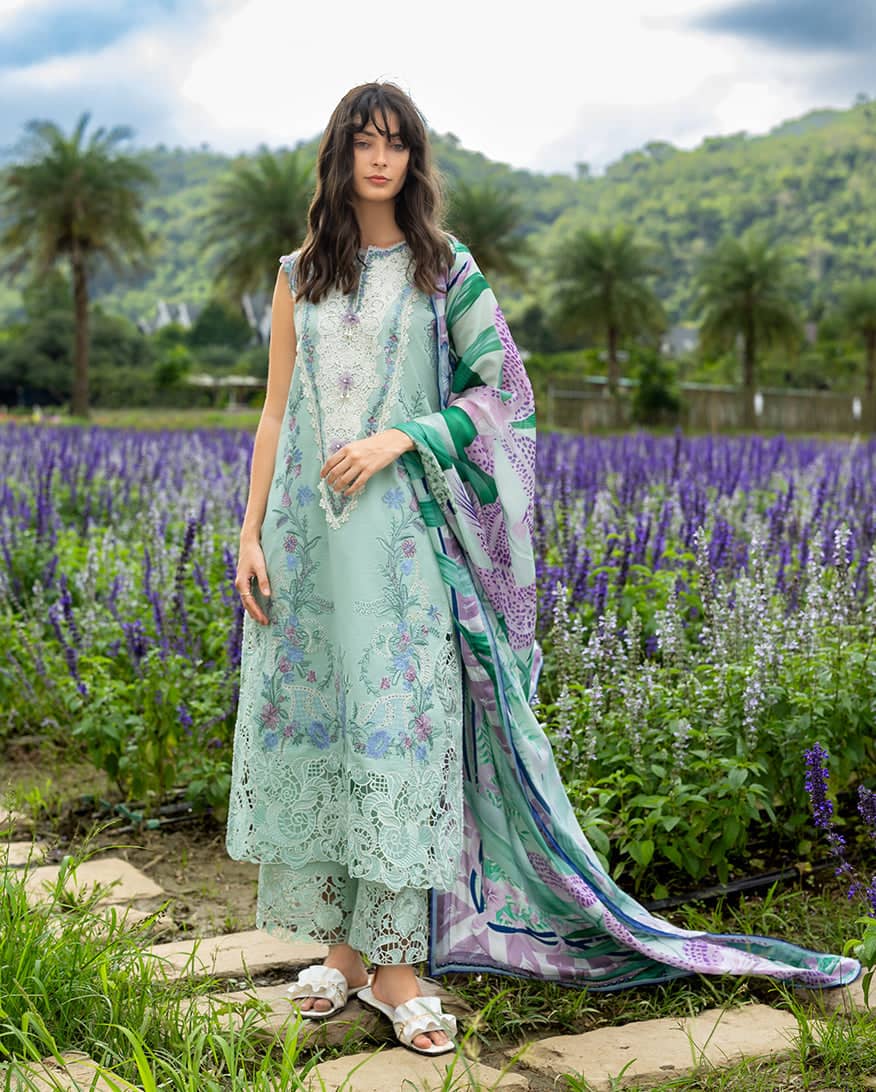 Restocked/Mushq Hemline 26/Hummingbird Haven/Silk Dupatta/Mint Green