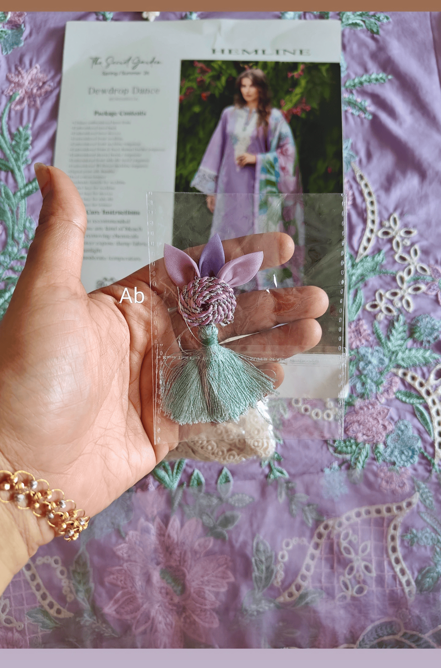 Open Pic/Mushq Hemline 26/Dewdrop Dance/Silk Dupatta/Lilac