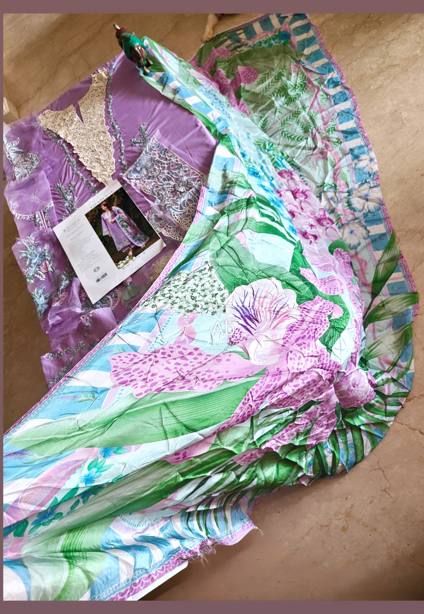 Open Pic/Mushq Hemline 26/Dewdrop Dance/Silk Dupatta/Lilac