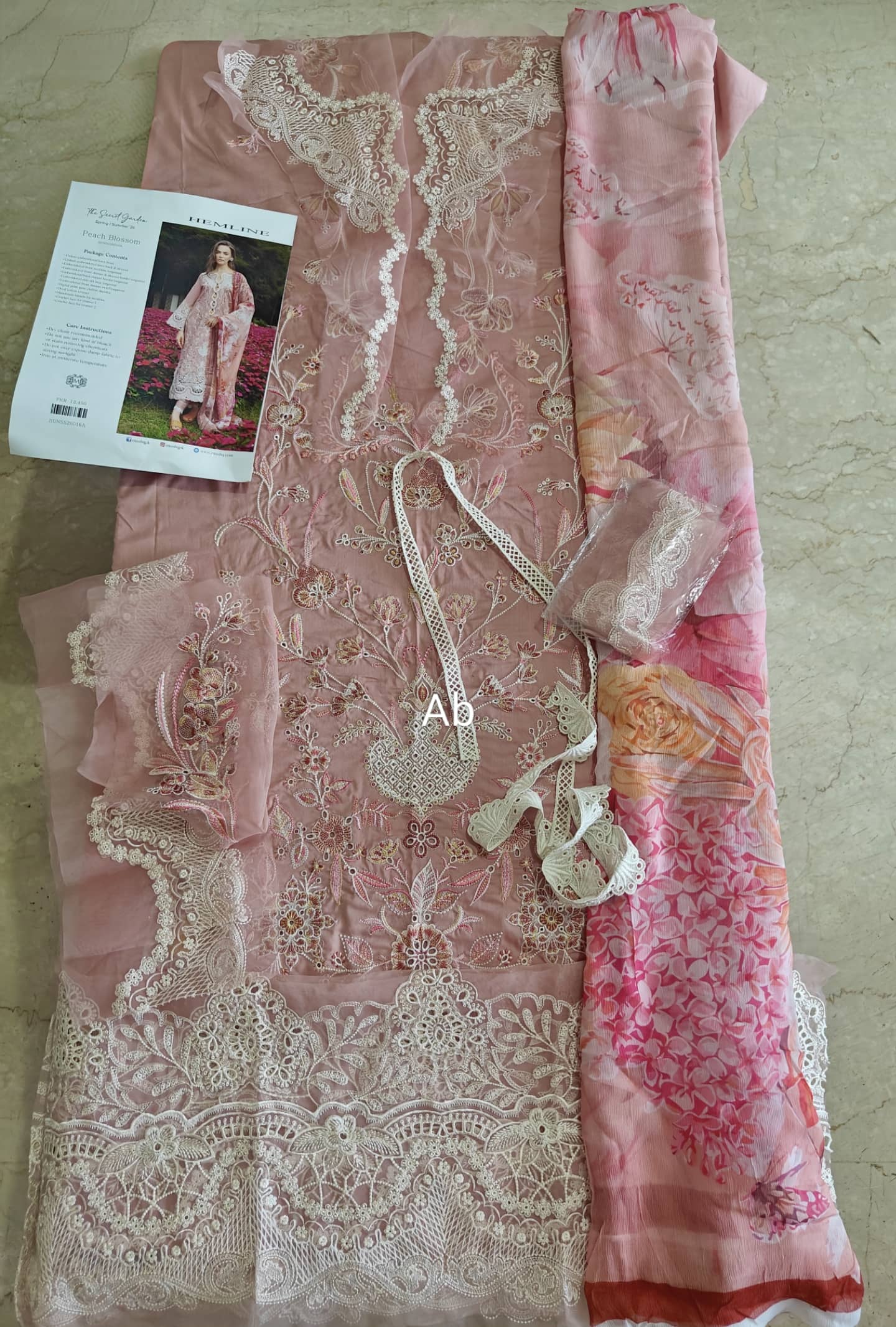 Open Pic/Mushq Hemline 26/Peach Blossom/Peach/Chiffon Dupatta