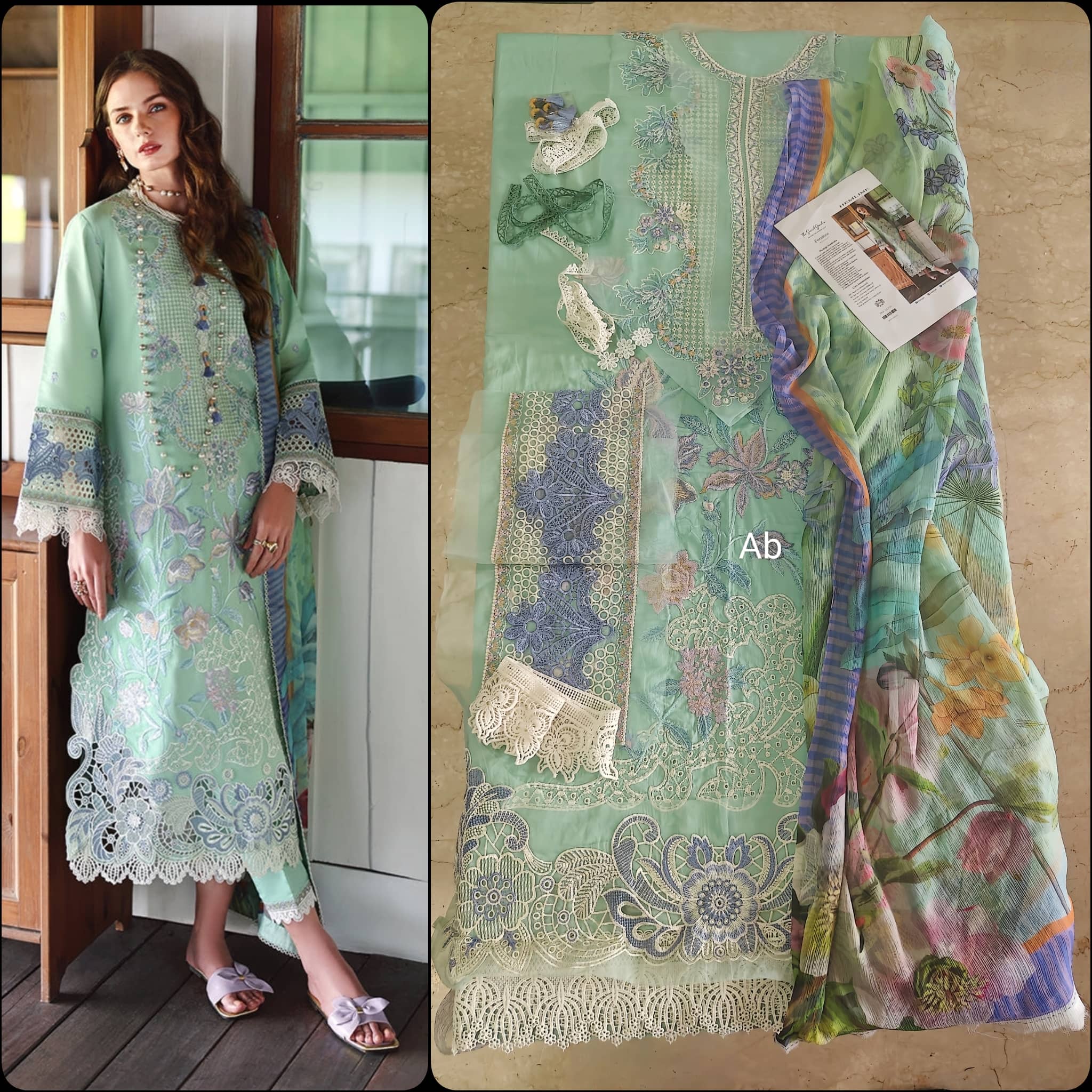 Open Pic/Mushq Hemline 26/Vol 2/Fernlore/Sea Green/Chiffon Dupatta