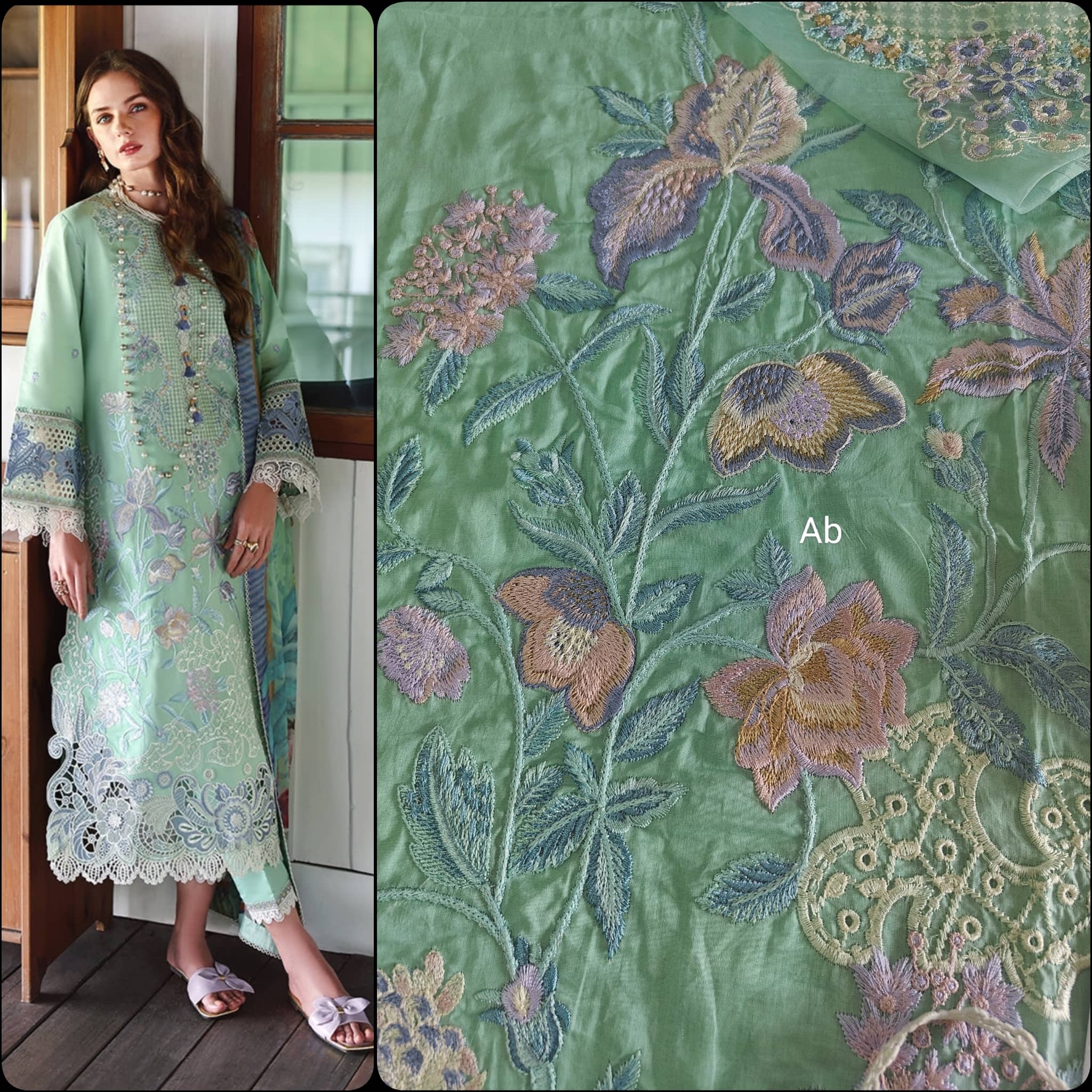 Open Pic/Mushq Hemline 26/Vol 2/Fernlore/Sea Green/Chiffon Dupatta