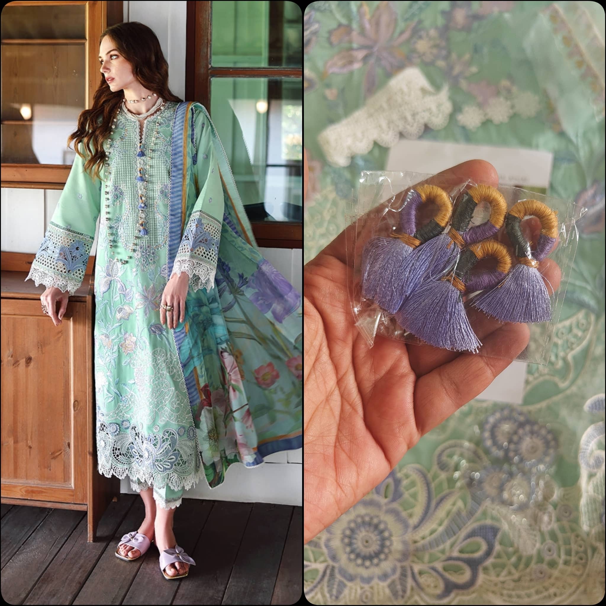 Open Pic/Mushq Hemline 26/Vol 2/Fernlore/Sea Green/Chiffon Dupatta