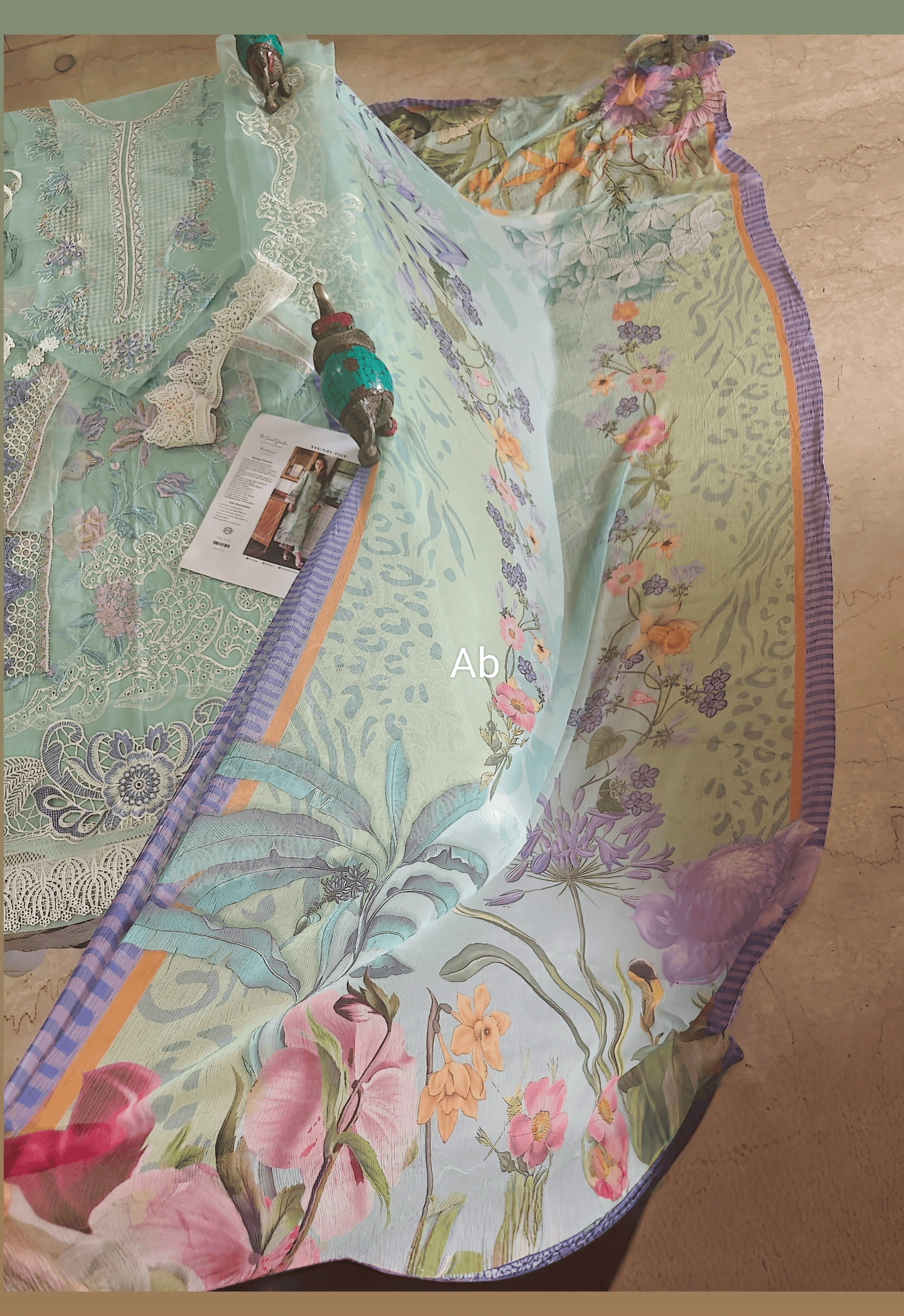 Open Pic/Mushq Hemline 26/Vol 2/Fernlore/Sea Green/Chiffon Dupatta
