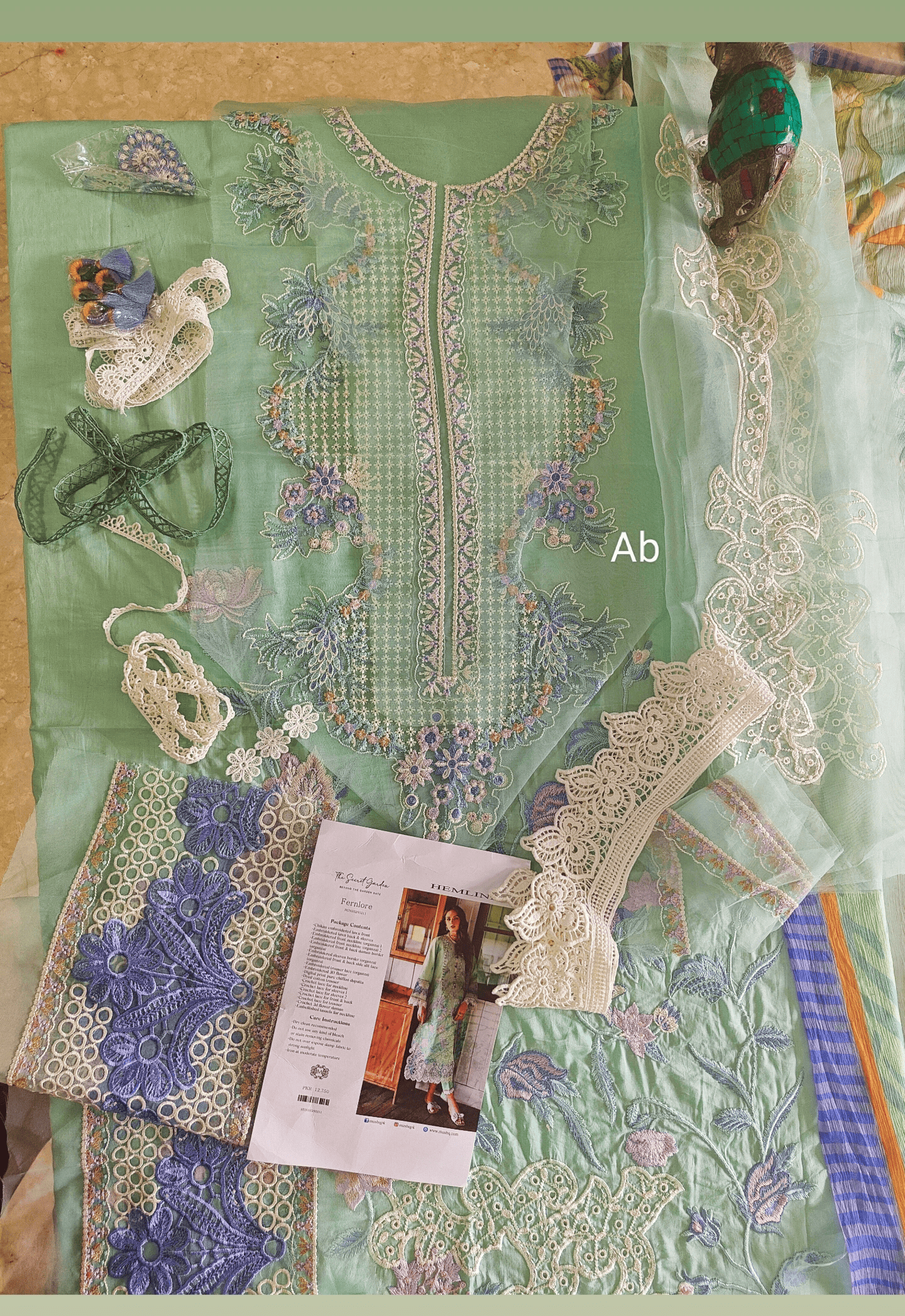 Open Pic/Mushq Hemline 26/Vol 2/Fernlore/Sea Green/Chiffon Dupatta