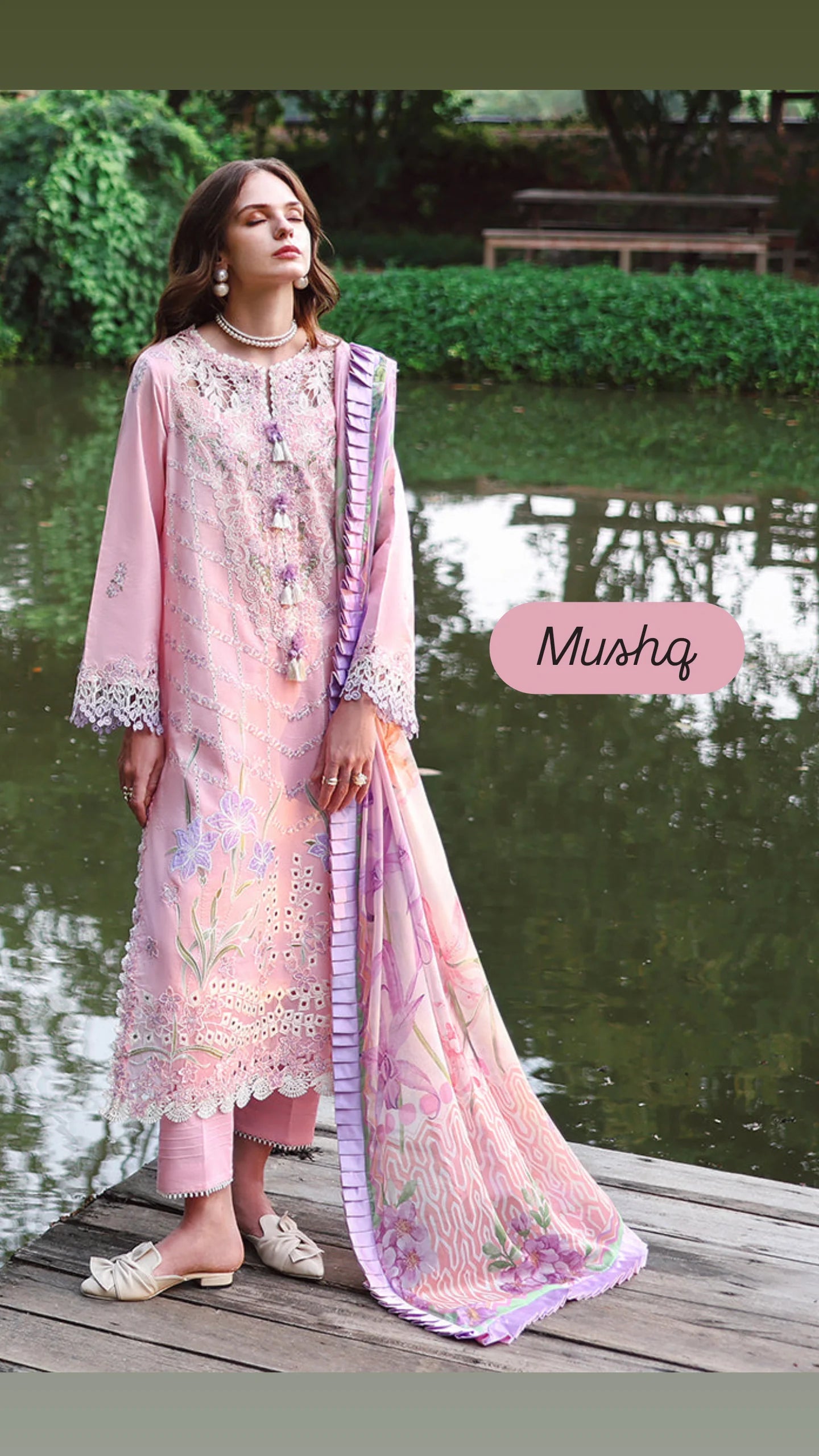 Open Pic/Mushq Hemline 26/Vol 2/Fernlore/Sea Green/Chiffon Dupatta