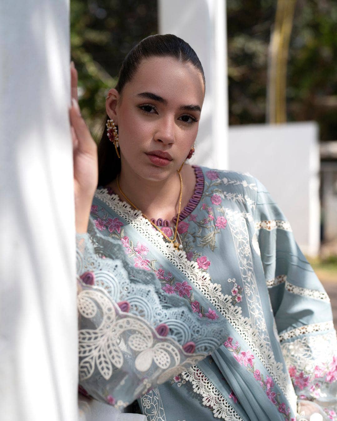 Afsana Lawn by Nofha Official/Aquamarine/Silk Dupatta